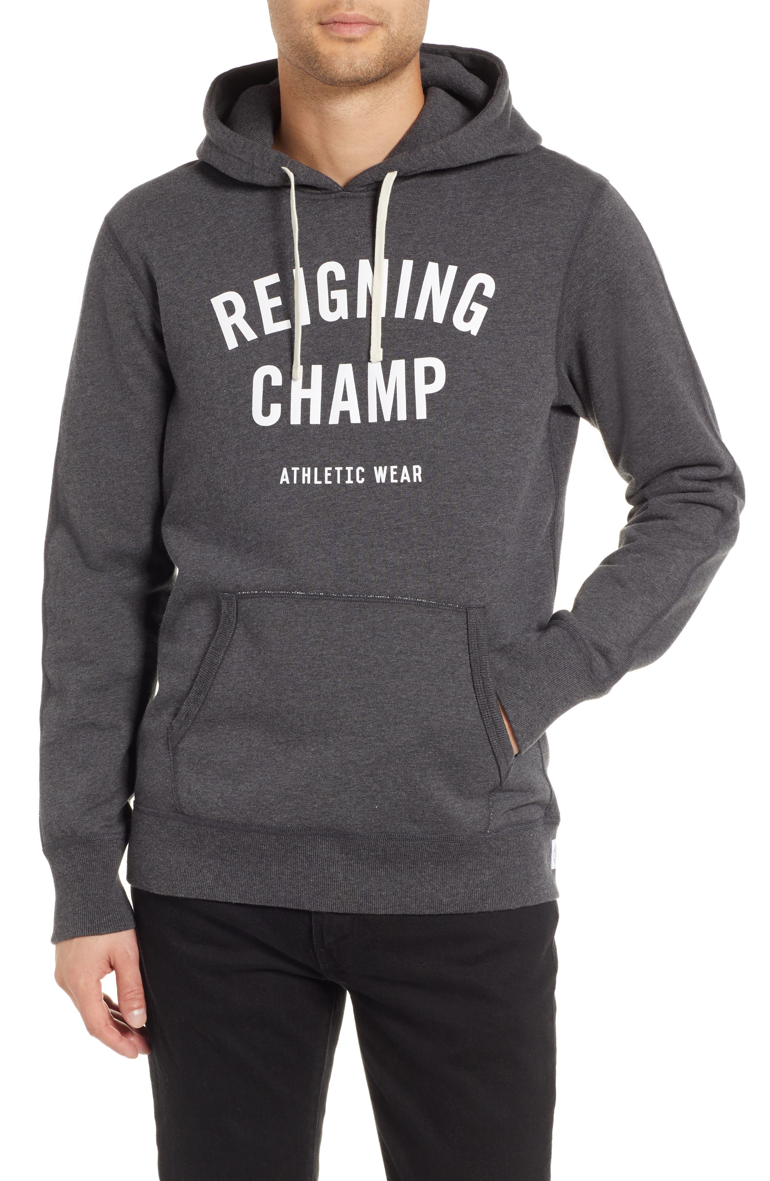 Reigning Champ Gym Logo Hooded Sweatshirt, Grey