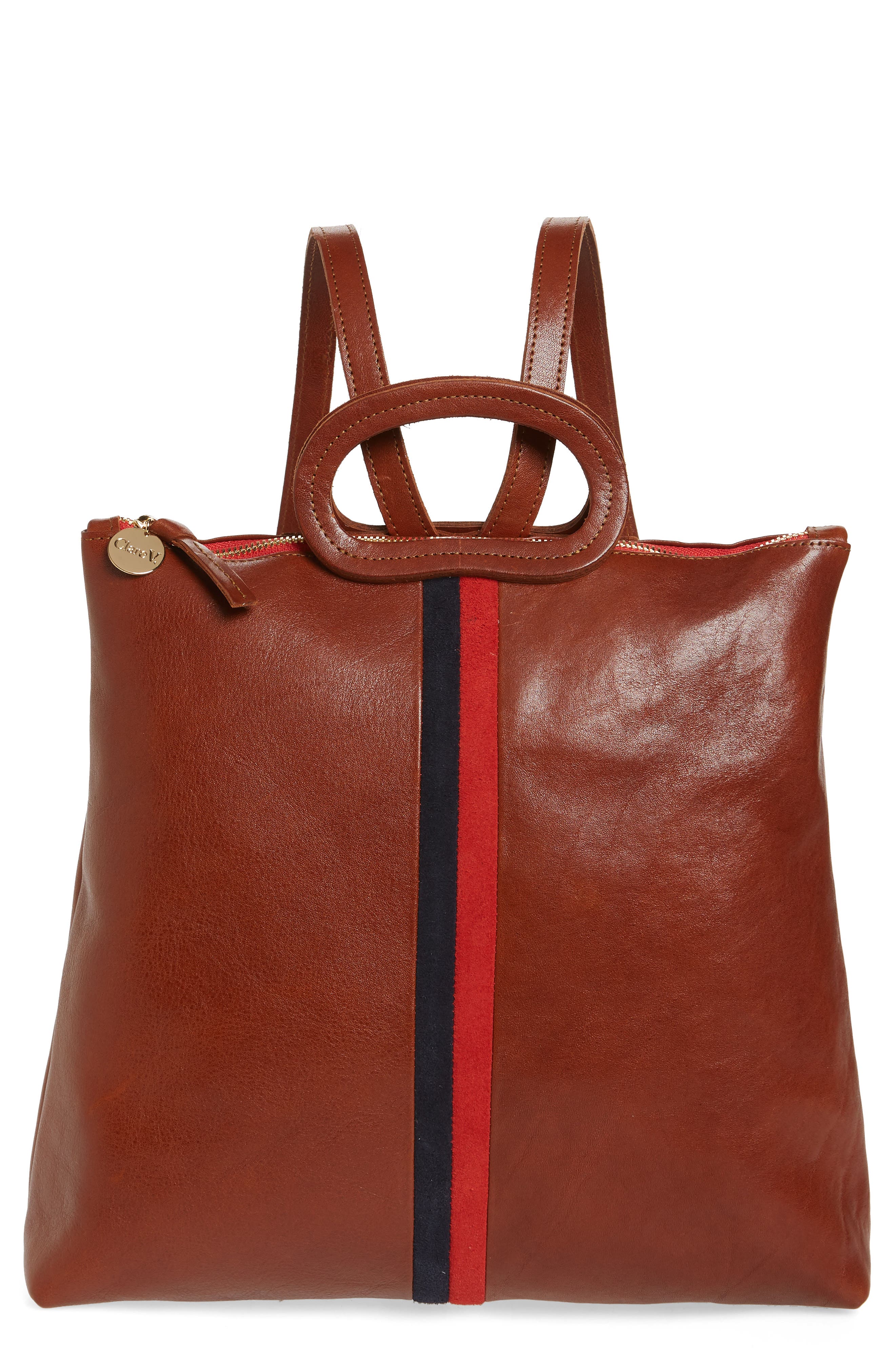 Clare V Marcelle Leather Backpack Brown In Brown Rustic With