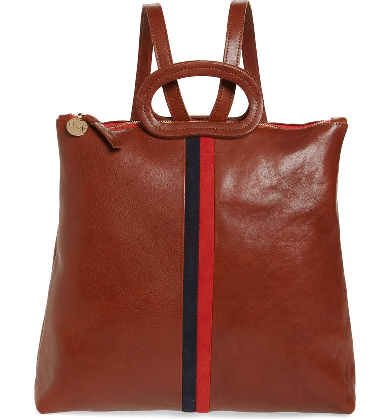 Clare V Marcelle Leather Backpack Brown In Brown Rustic With