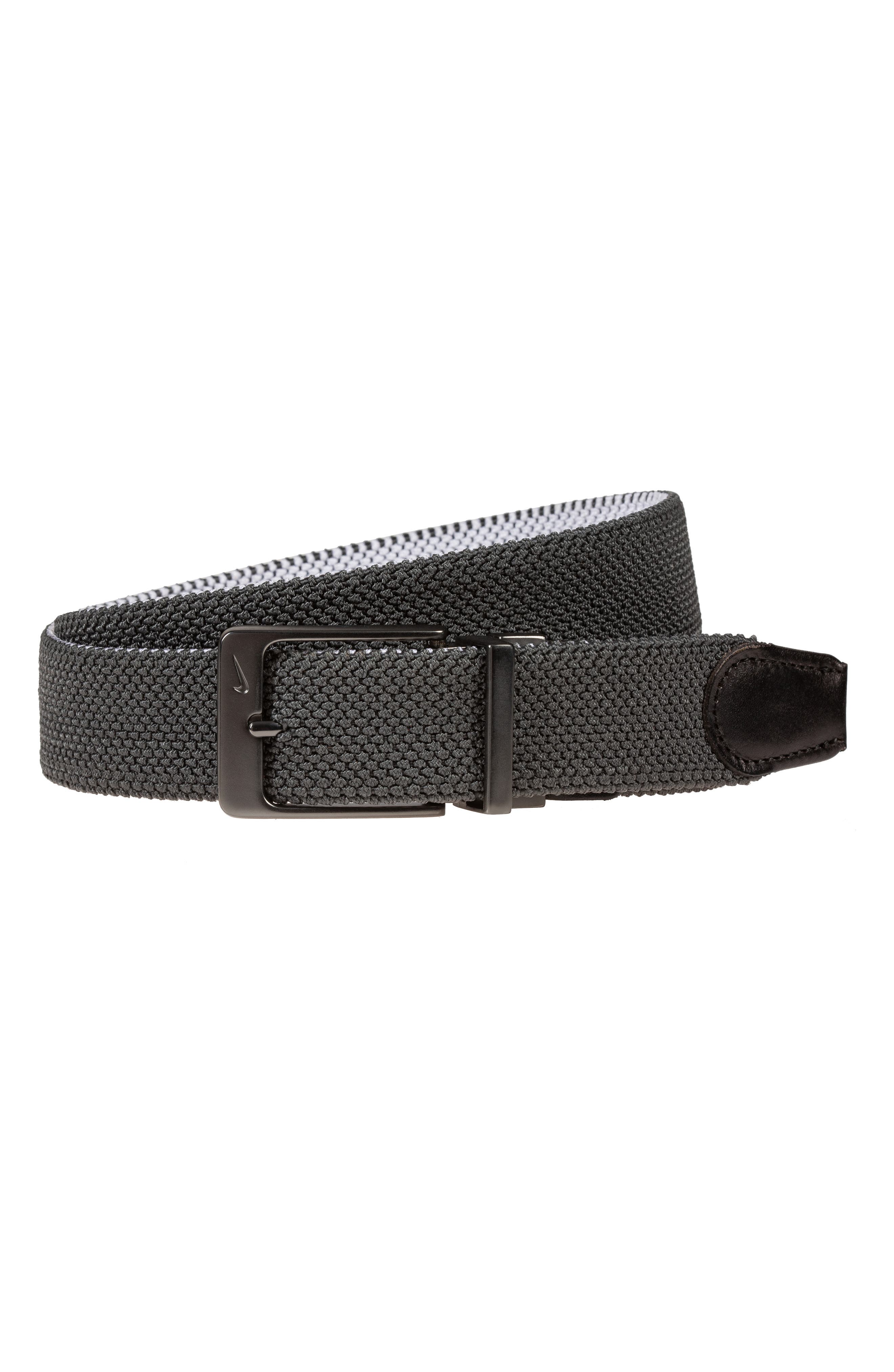 Nike Reversible G-Flex Woven Belt, Dark Grey