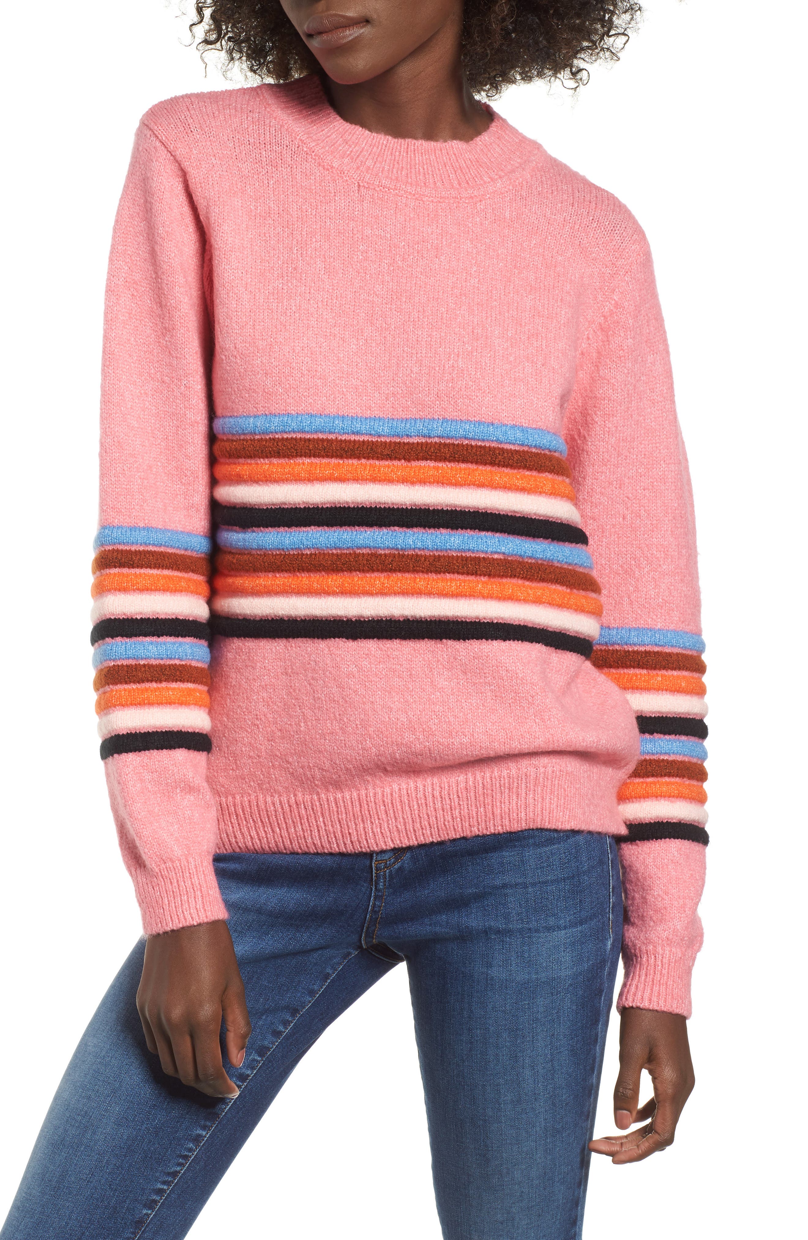 Love By Design Textured Stripe Sweater, Pink
