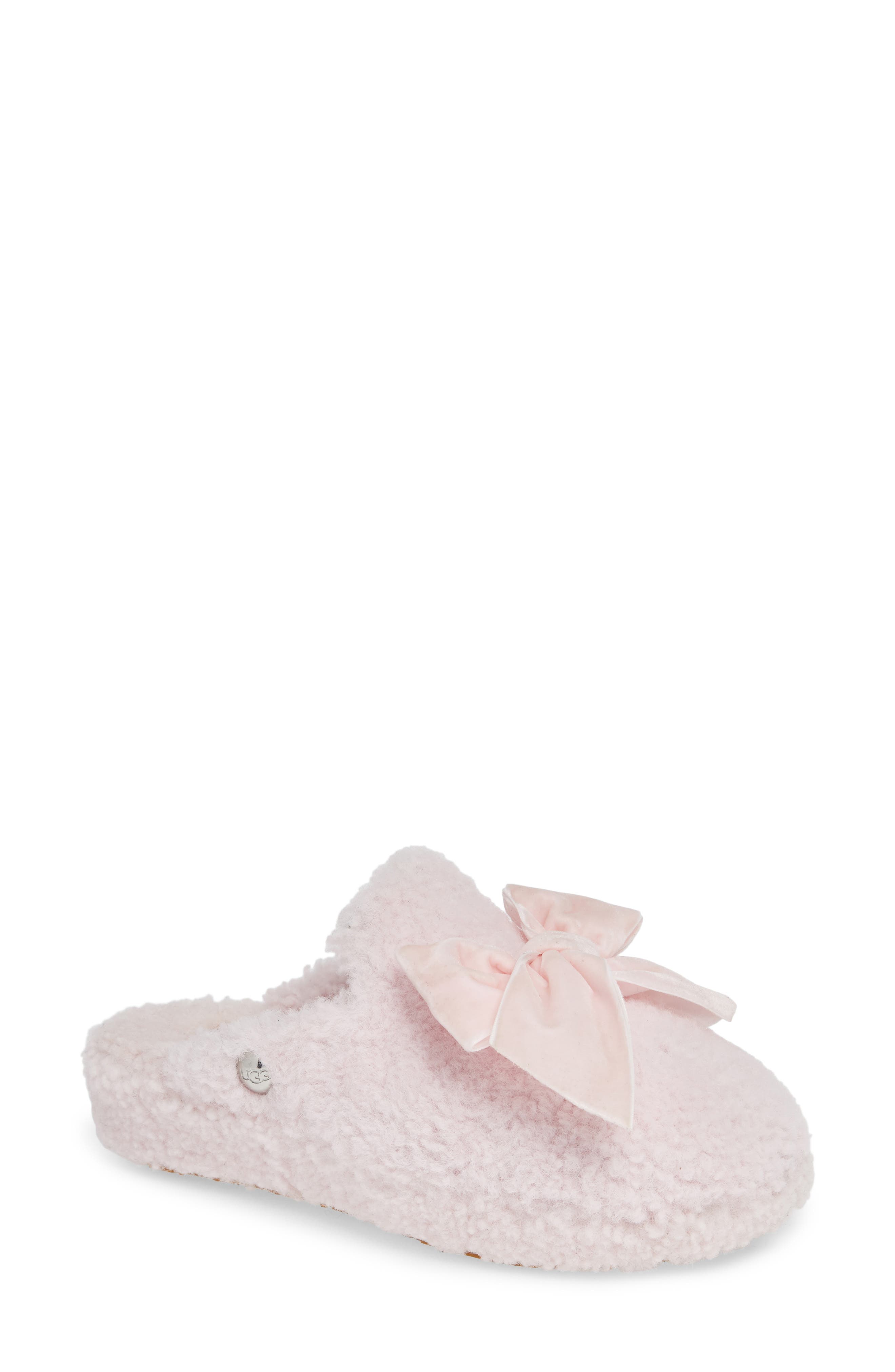 Ugg Addison Velvet Bow Genuine Shearling Slipper, Pink
