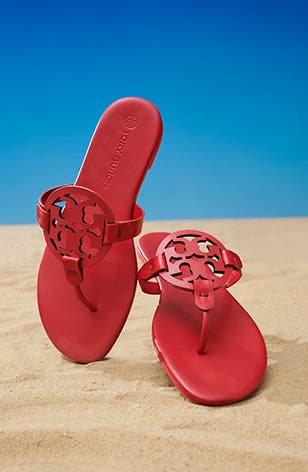 Tory Burch Miller sandals in red.