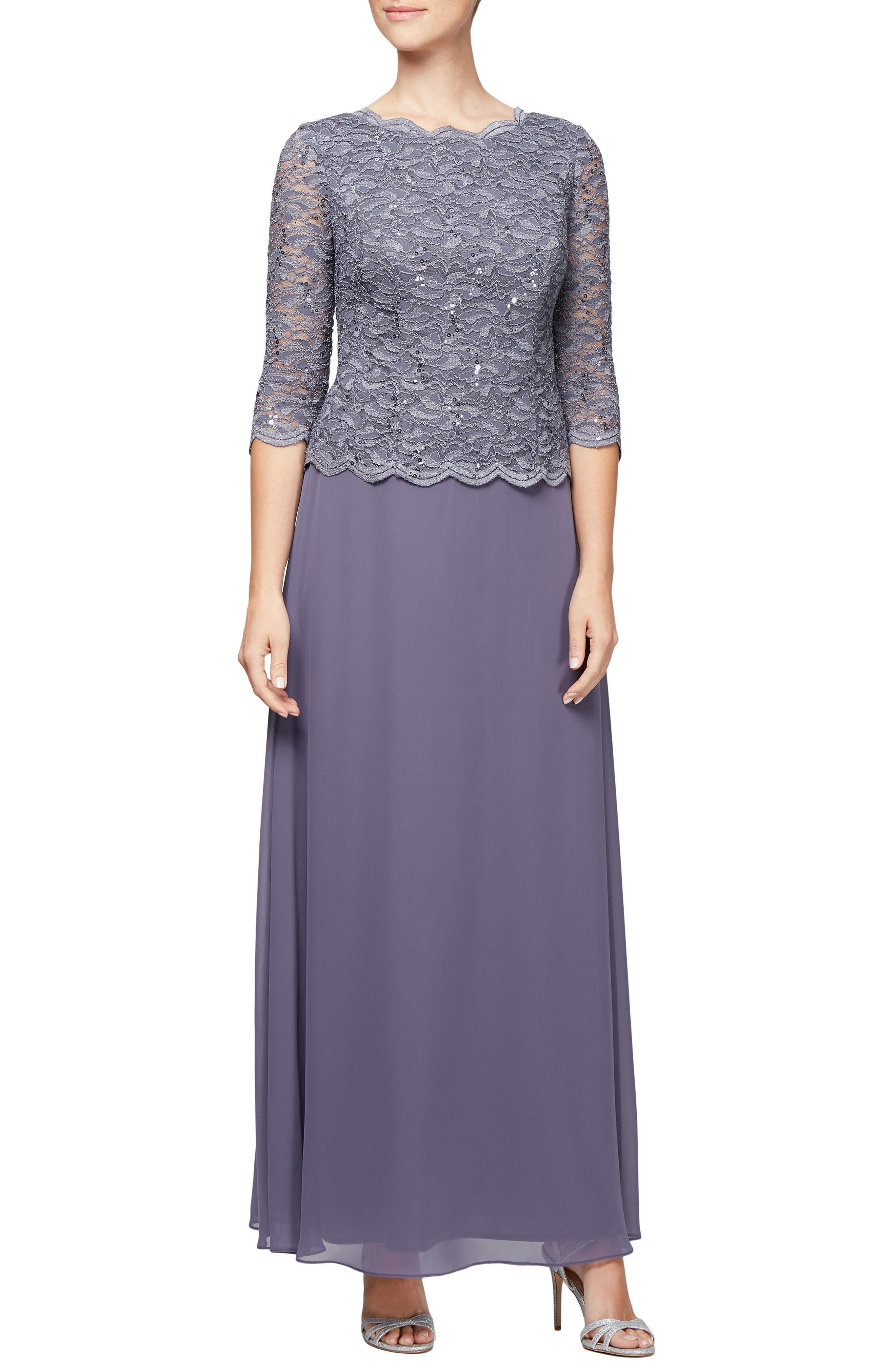 Alex Evenings Mock Two-Piece Dress, Purple