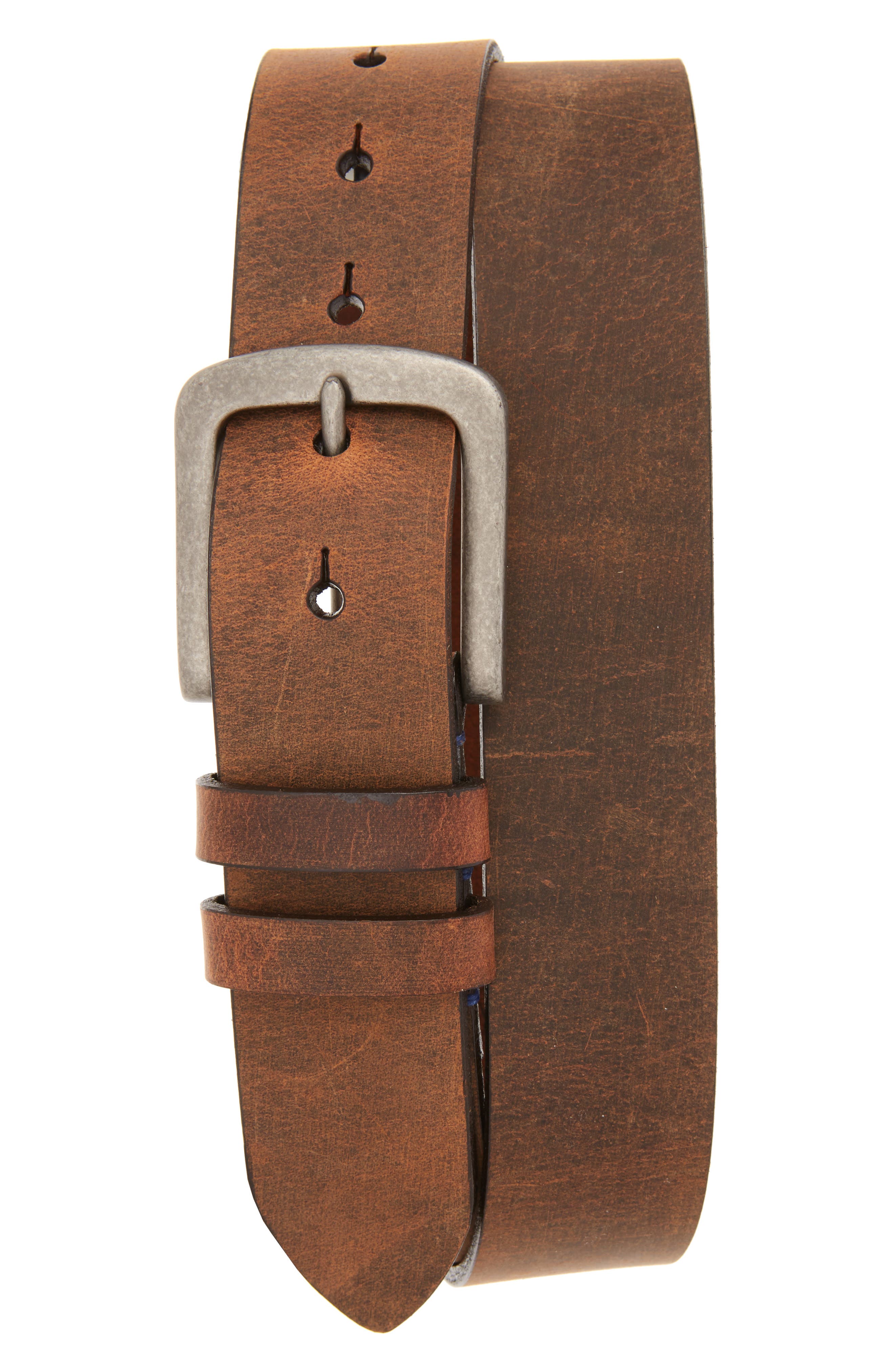 Torino Belts Distressed Waxed Harness Leather Belt, Brown
