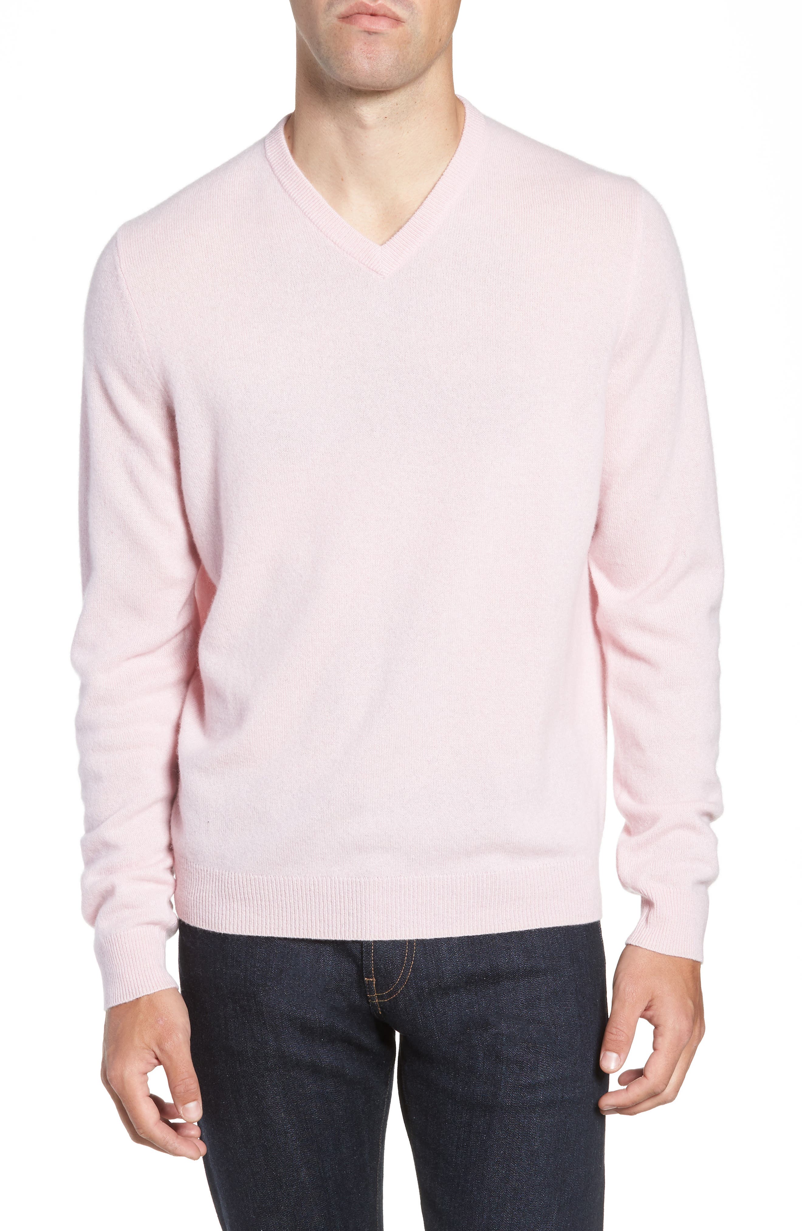 Nordstrom Shop Cashmere V-Neck Sweater, Pink
