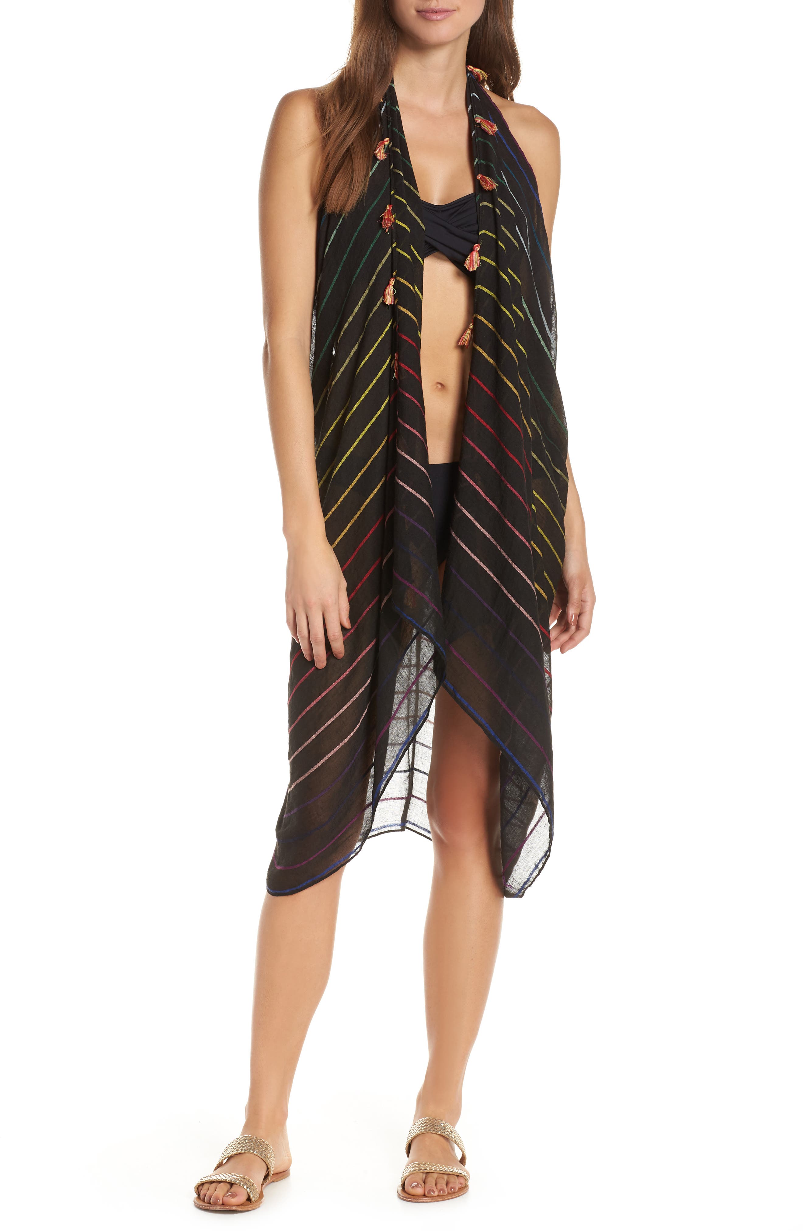 Pool To Party Spirit Cover-Up Vest, Size One Size - Black