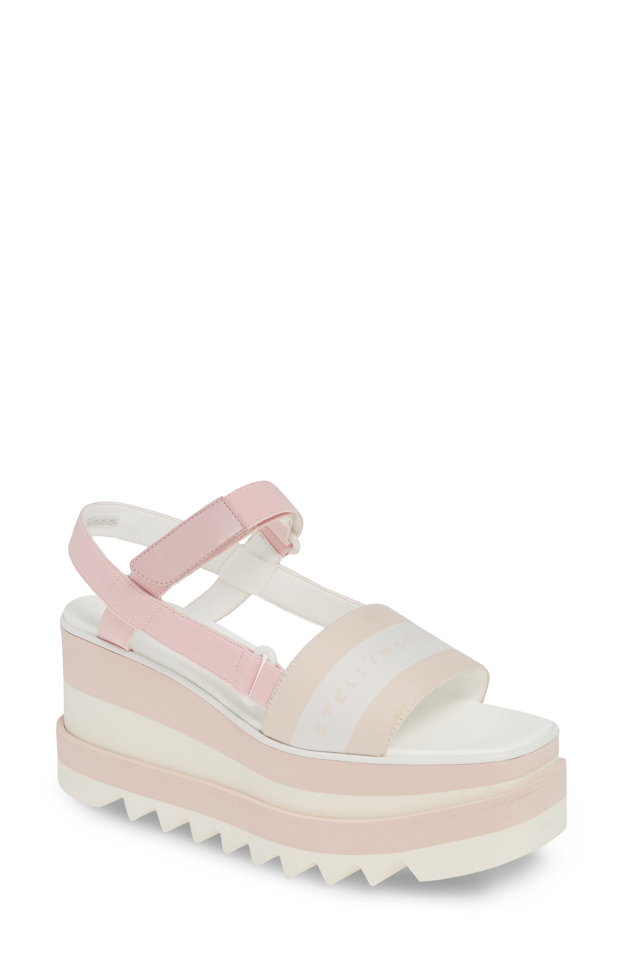 Stella Mccartney Stripe Logo Platform Sandal, Pink