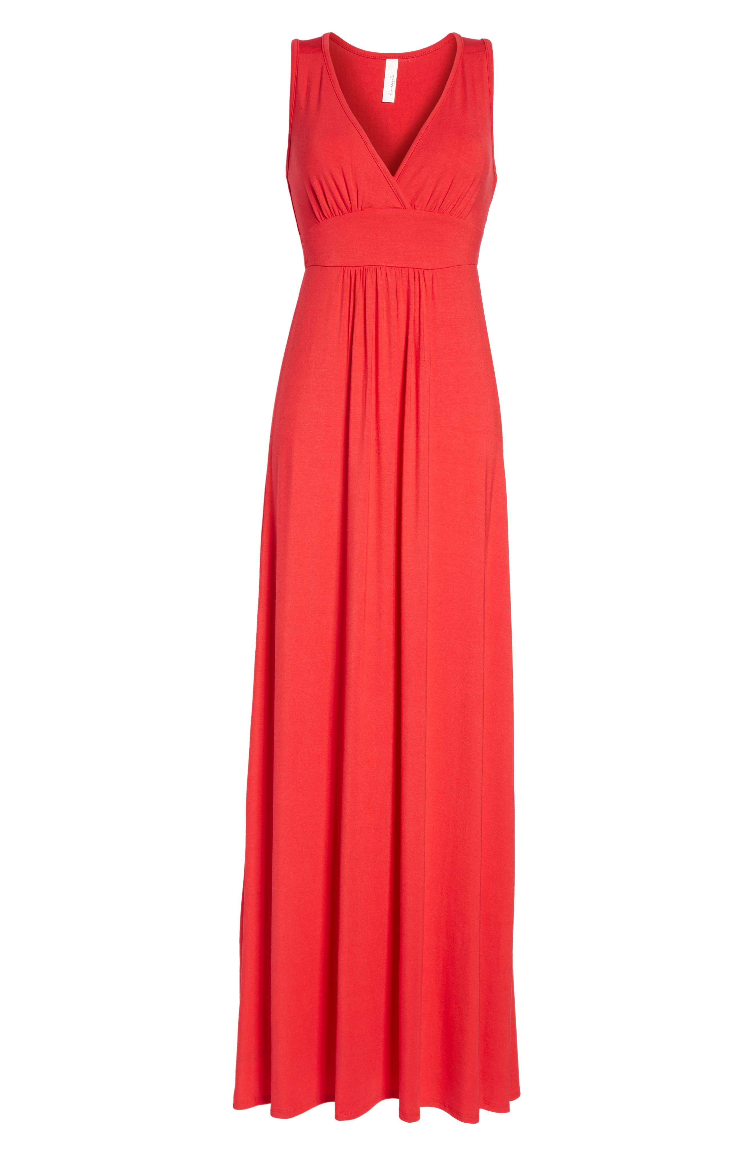 Petite Loveappella V-Neck Jersey Maxi Dress, Red