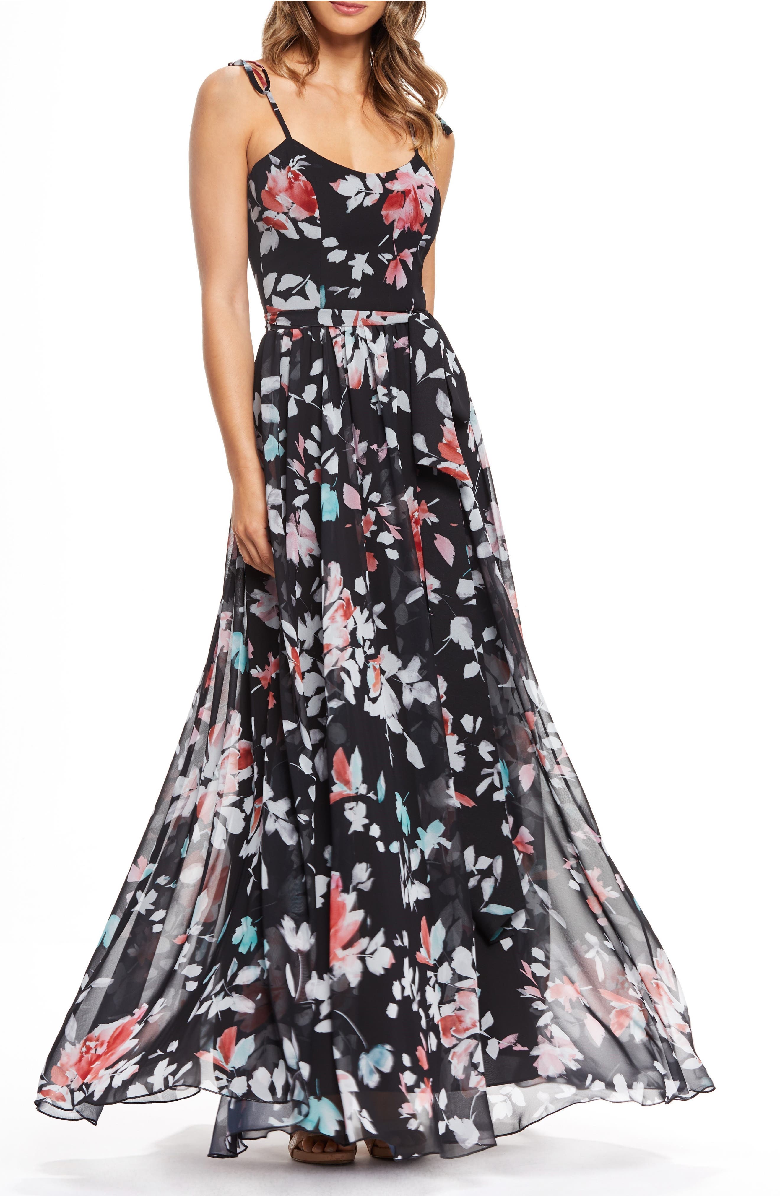Dress The Population Hollie Floral Maxi Dress, Black