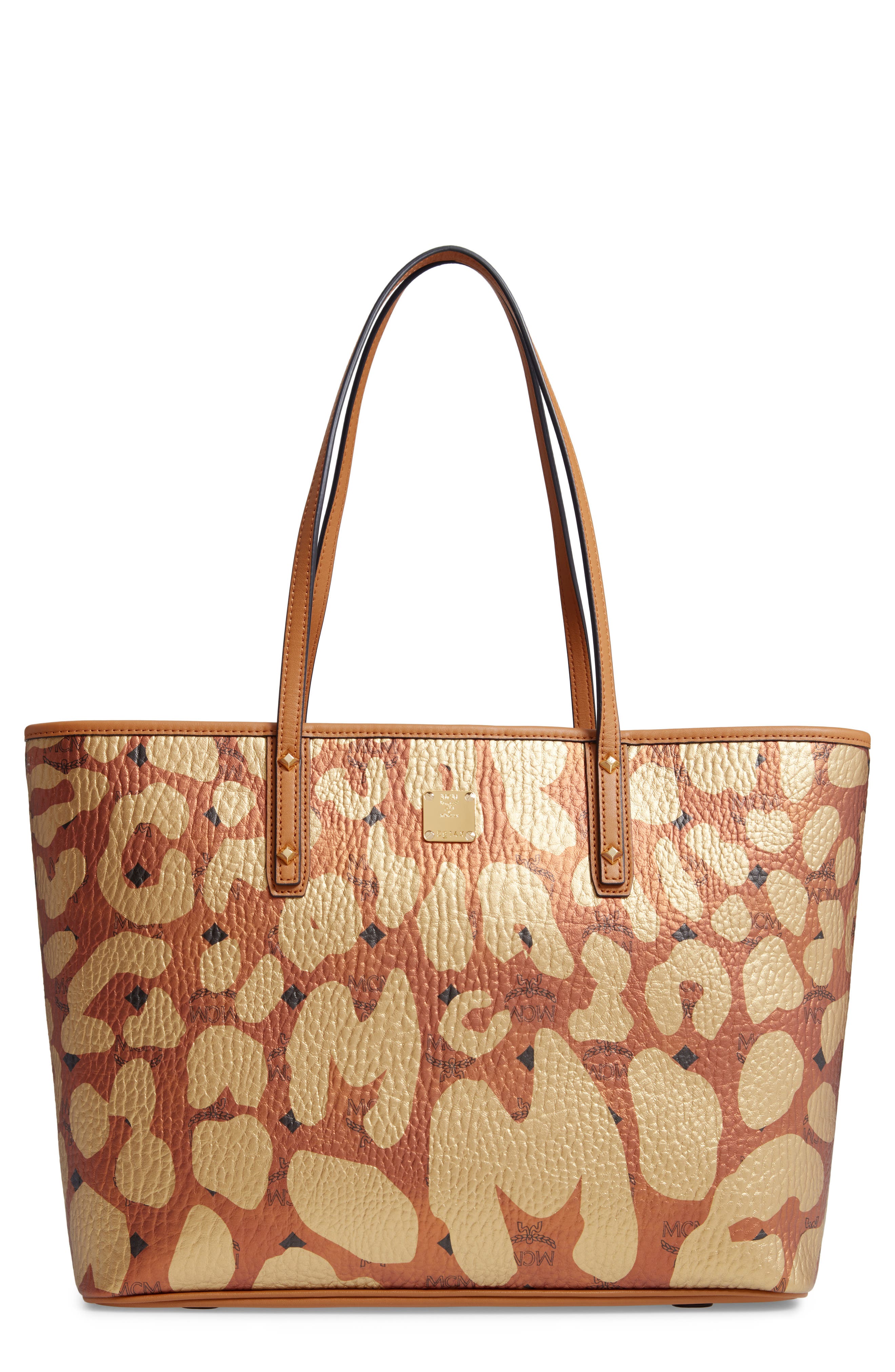 mcm anya leopard tote
