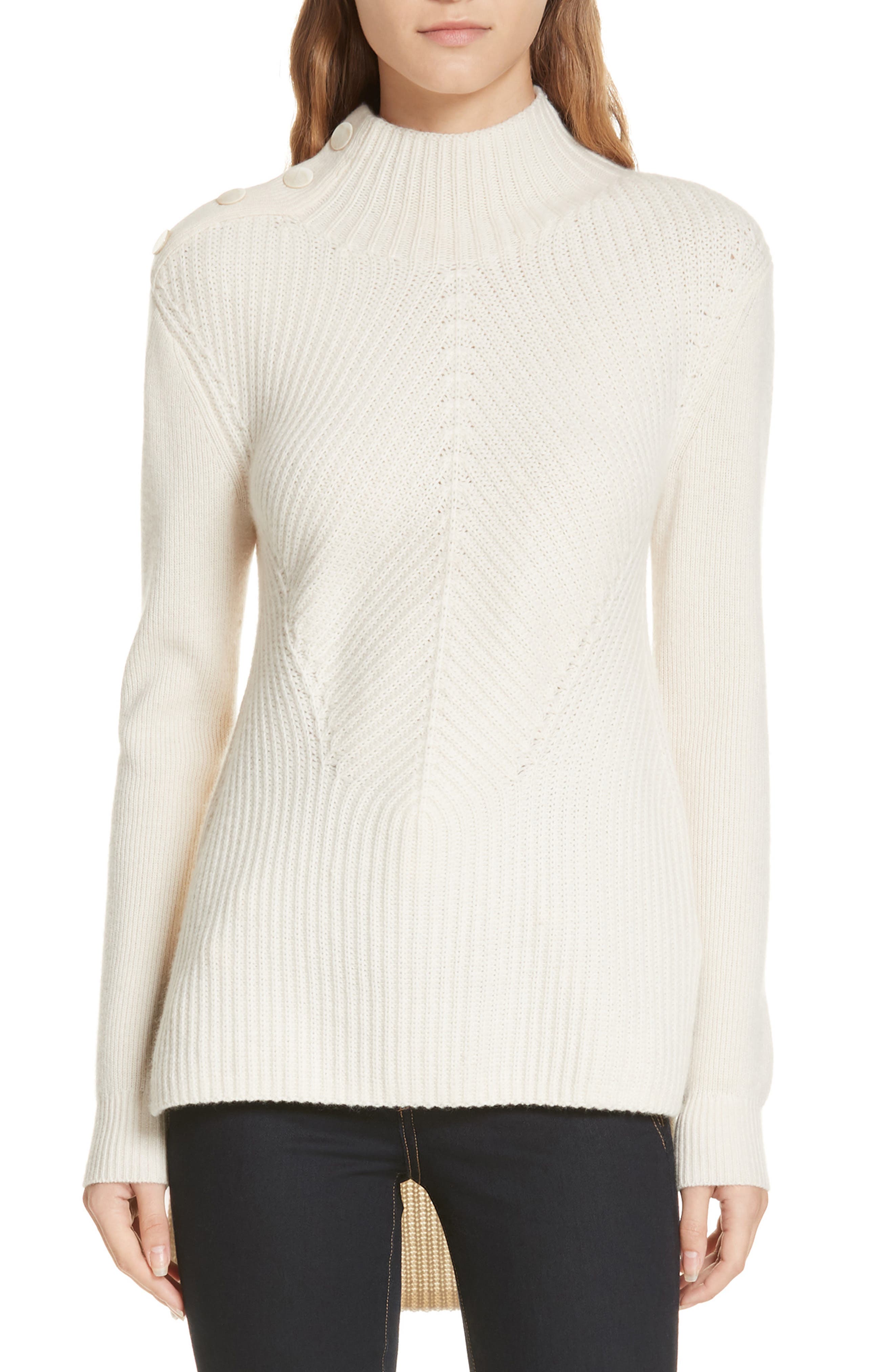 Veronica Beard Rama Merino Wool & Cashmere High/low Sweater, Ivory