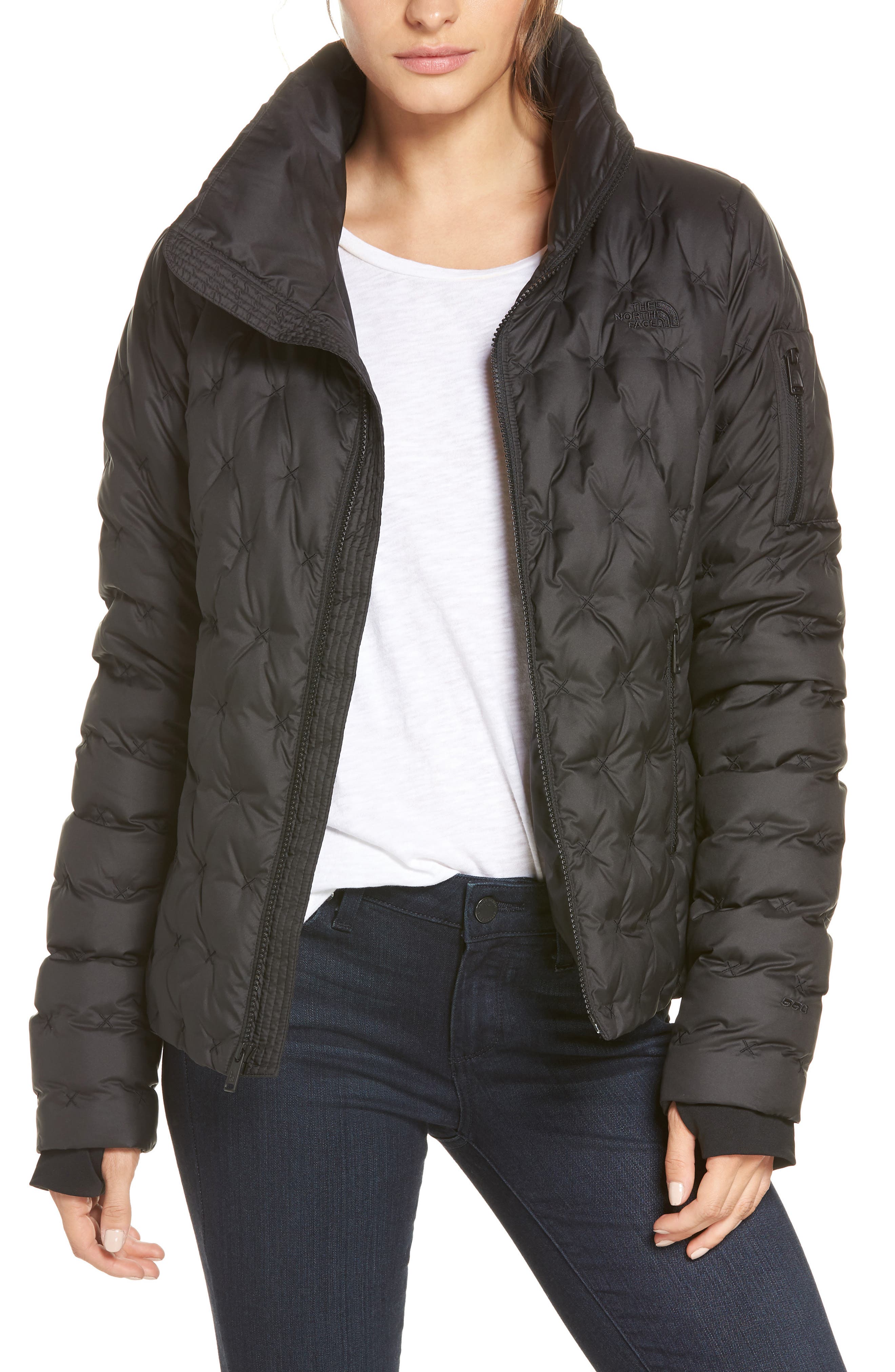 The North Face Holladown Water Repellent 550-Fill Power Down Crop Jacket, Black