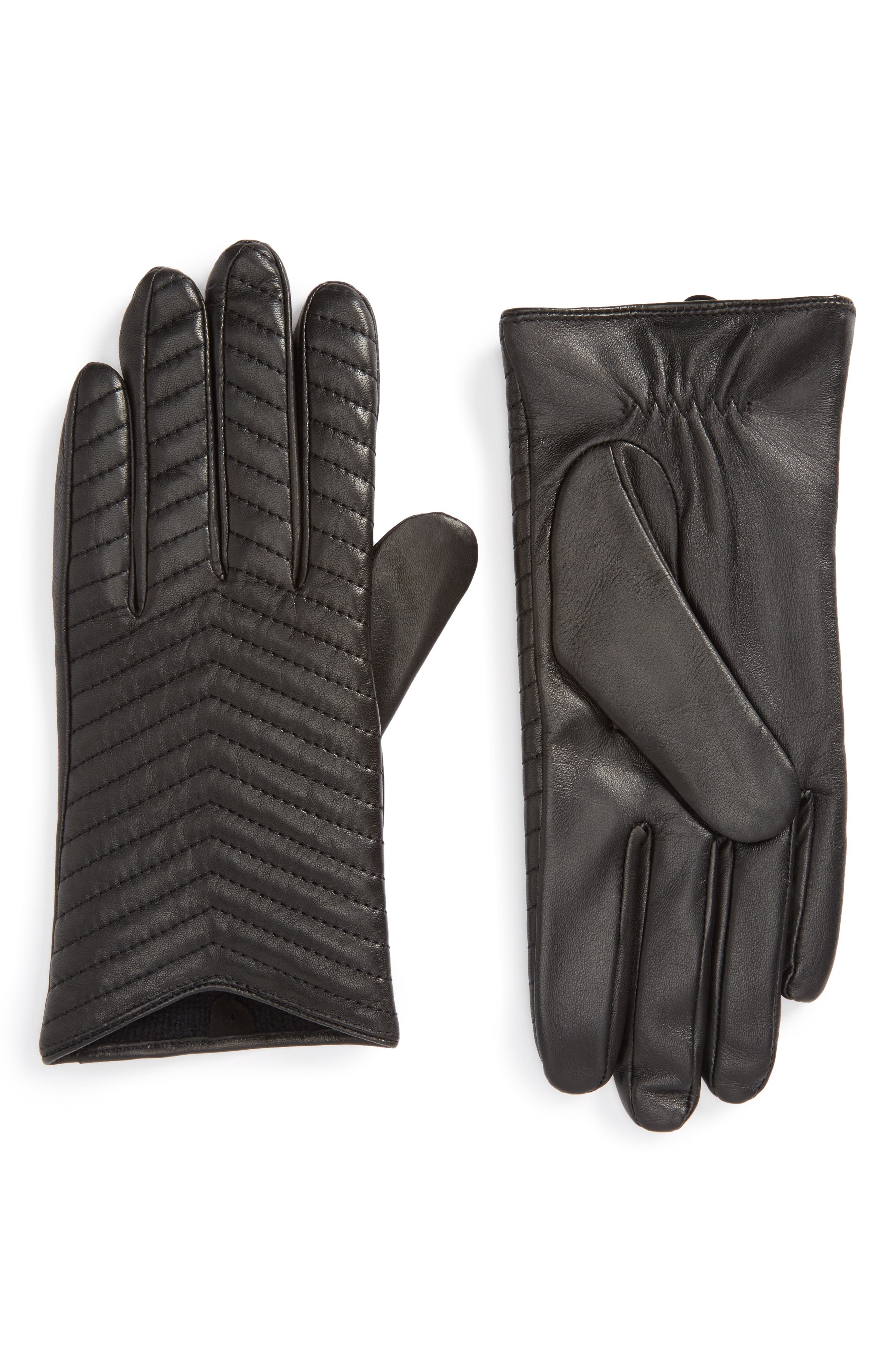 Mackage Cano Lambskin Leather Tech Gloves, Black