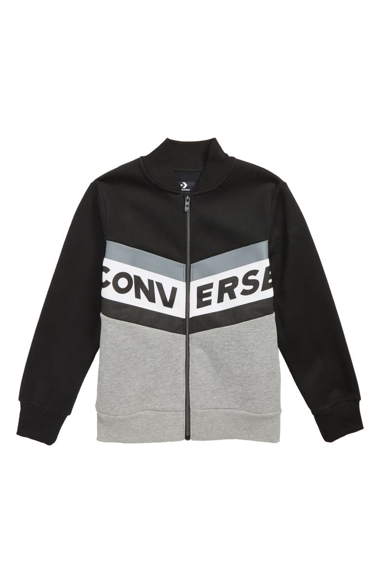 Chevron Varsity Fleece Bomber Jacket