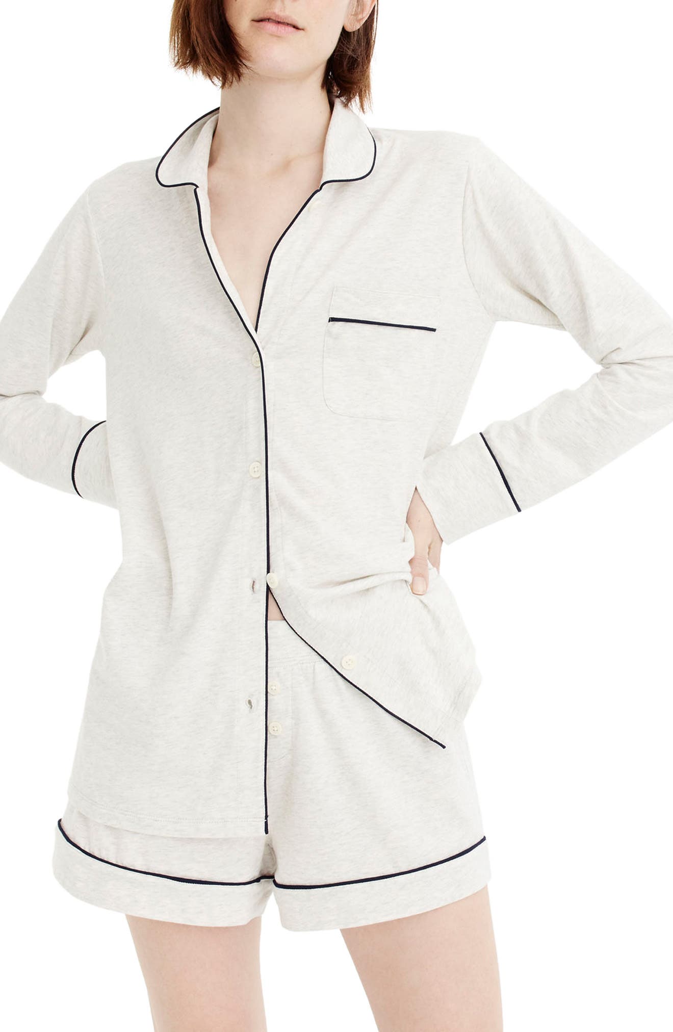 J.crew Dreamy Short Cotton Pajamas, Grey