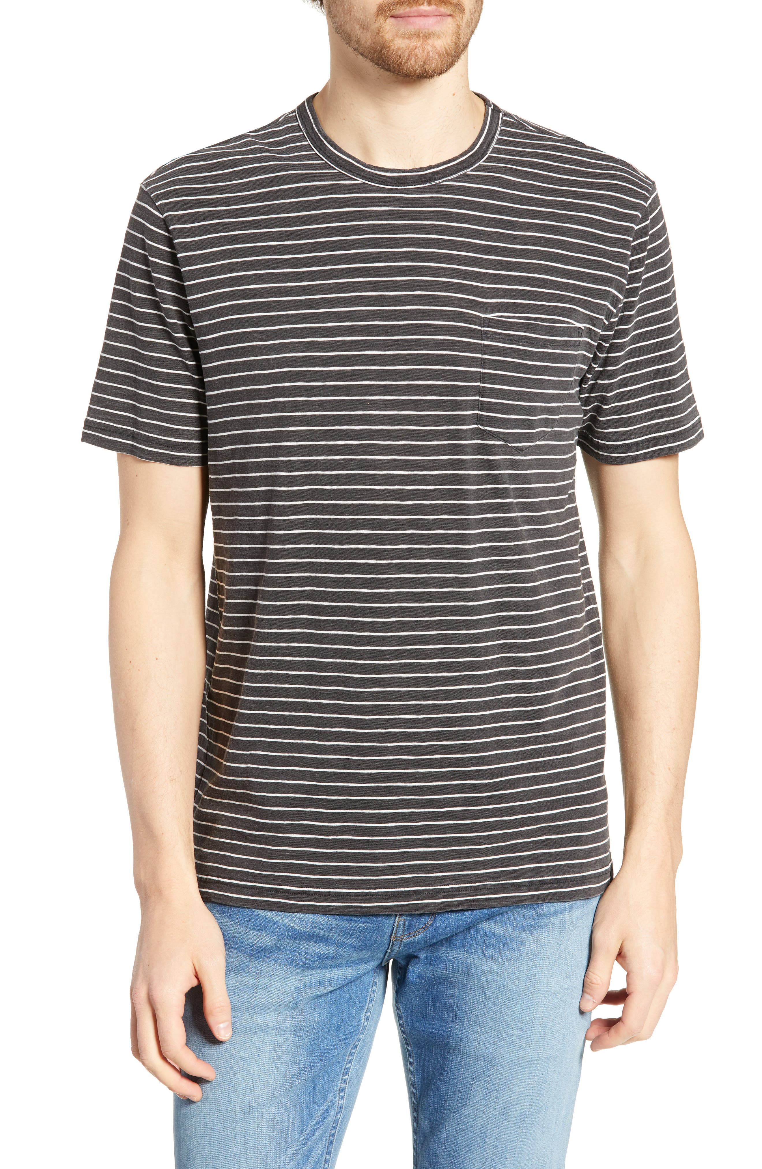 Faherty Stripe Pocket T-Shirt, Black