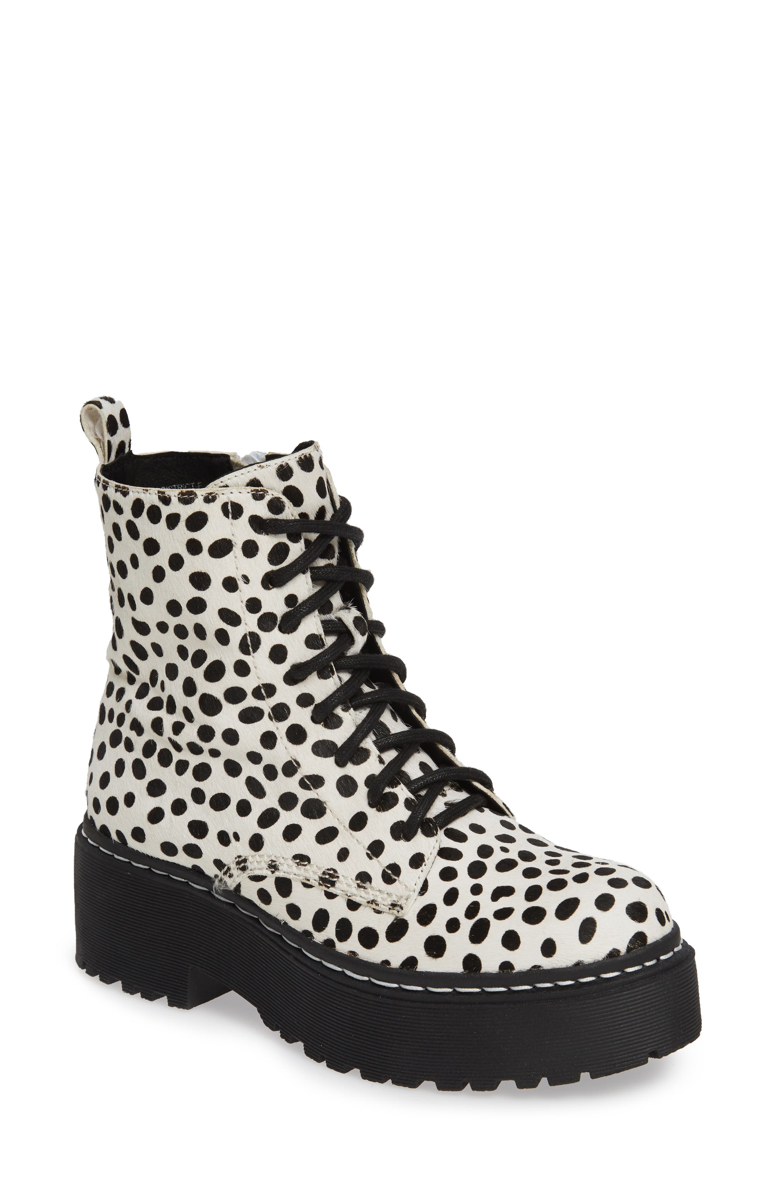 Jeffrey Campbell District-F Genuine Calf Hair Platform Boot, White
