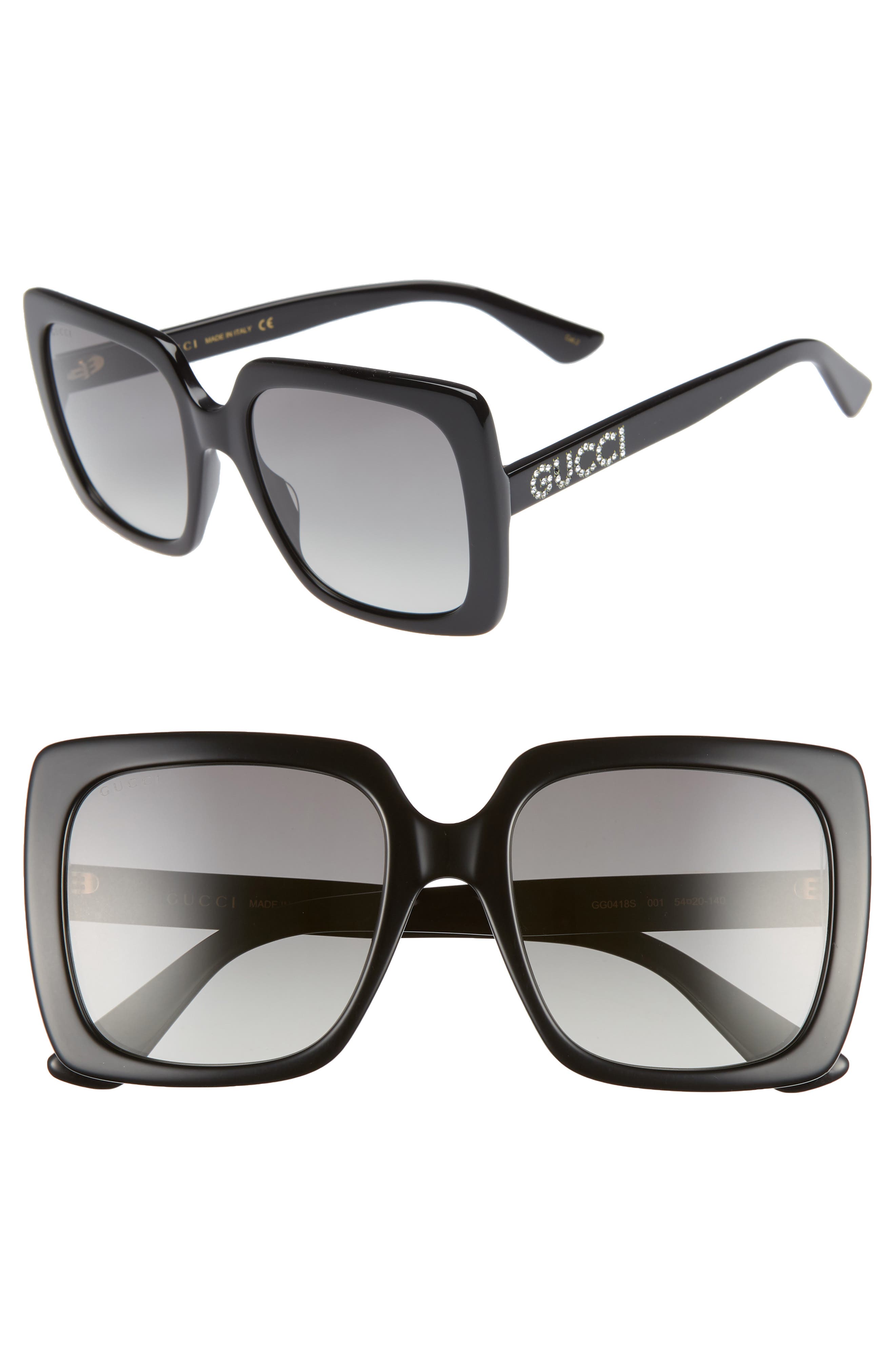 gucci glittered gradient oversized square sunglasses