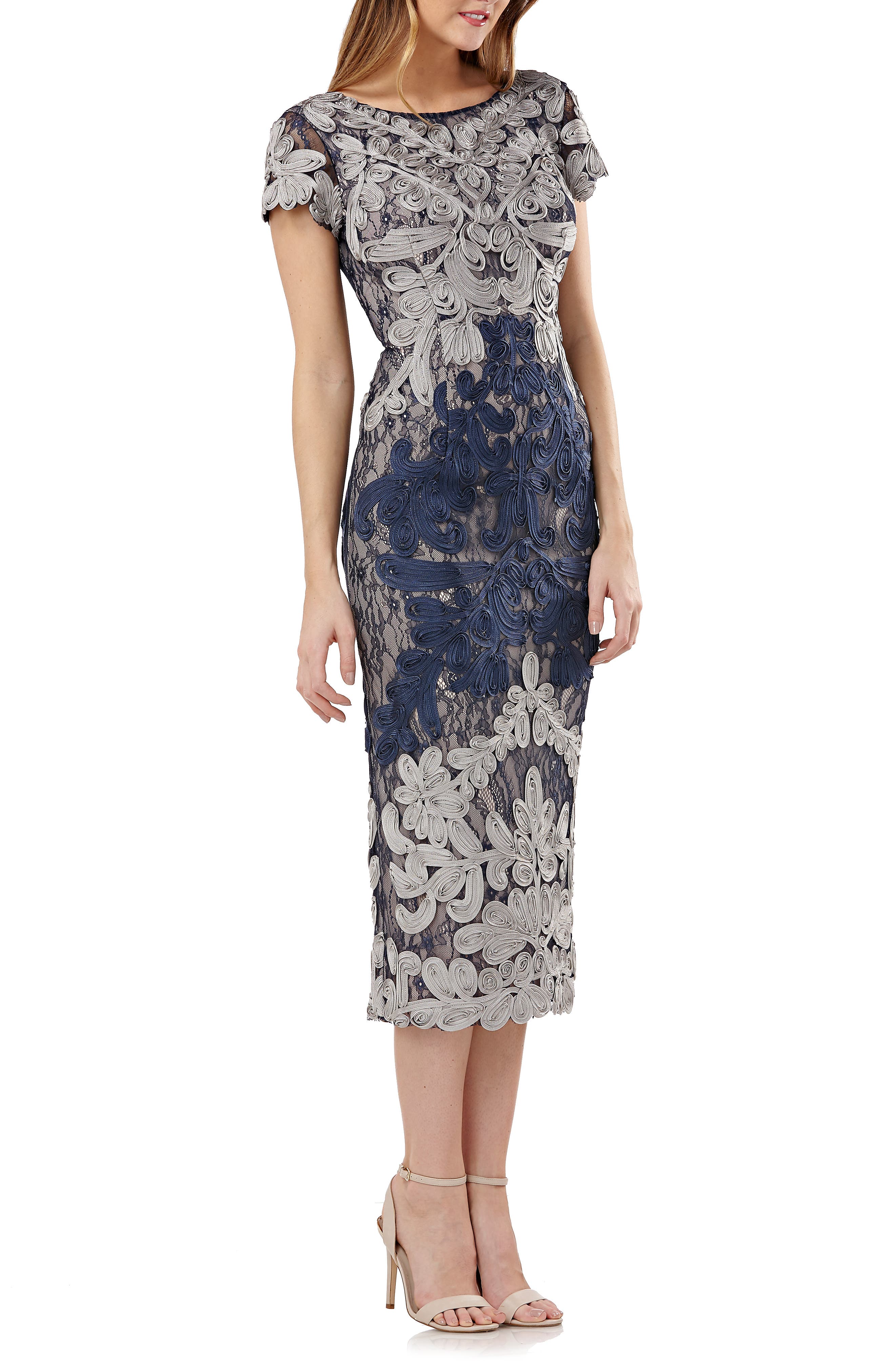 Js Collections Soutache Lace Midi Dress, Blue