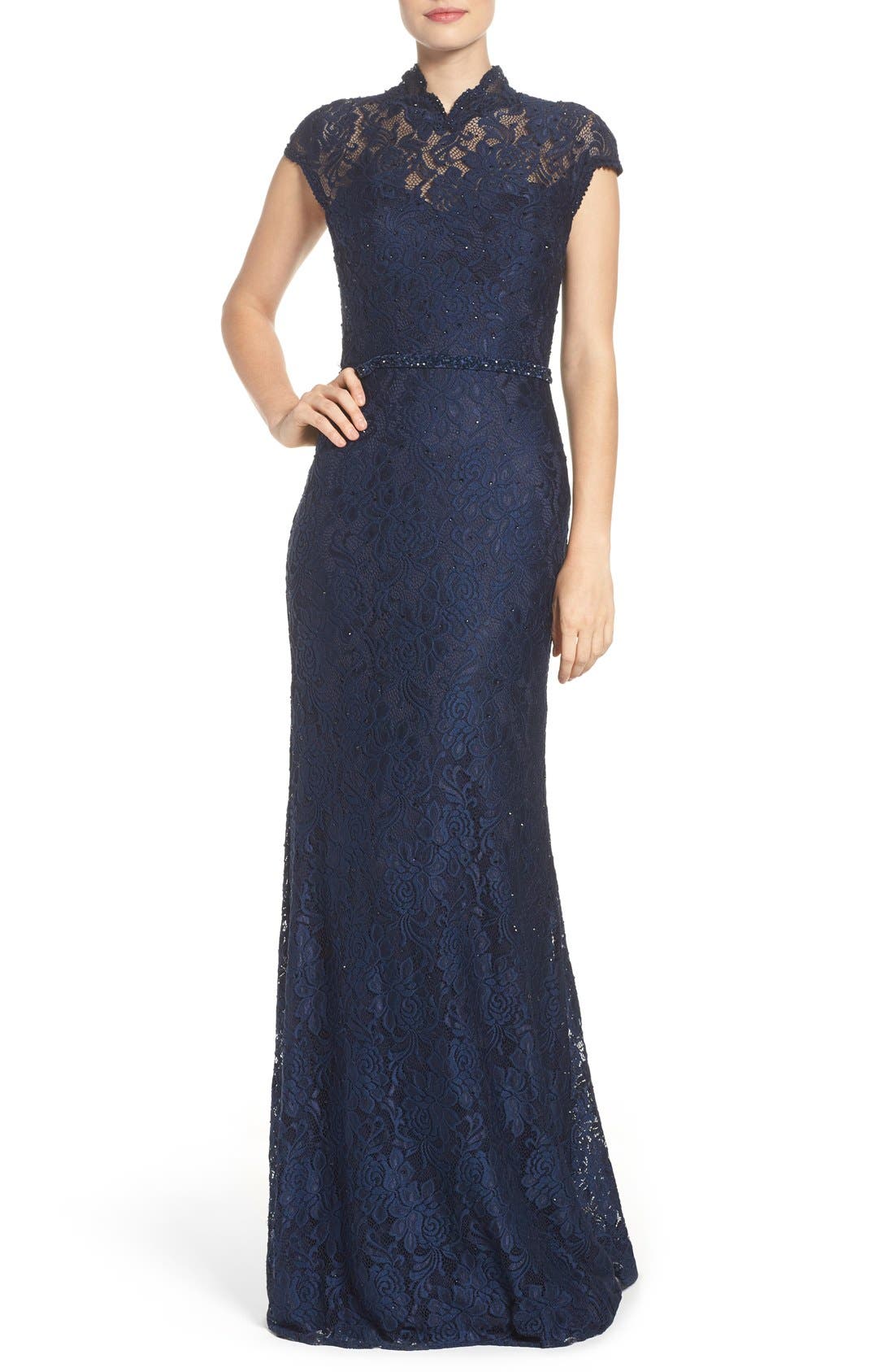 La Femme Embellished Lace Gown