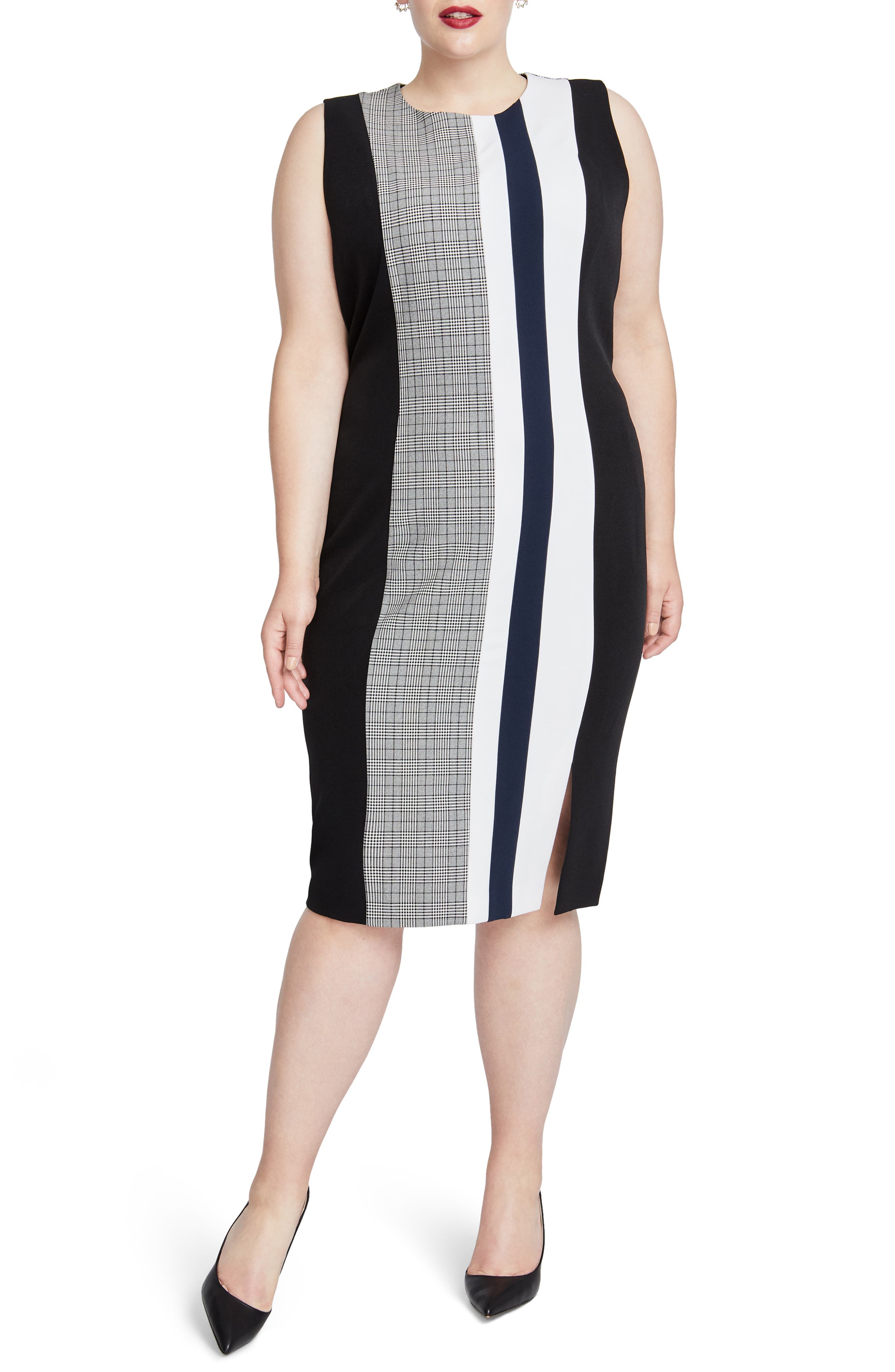 Plus Size Rachel Rachel Roy Hailey Stripe Sheath Dress, Black