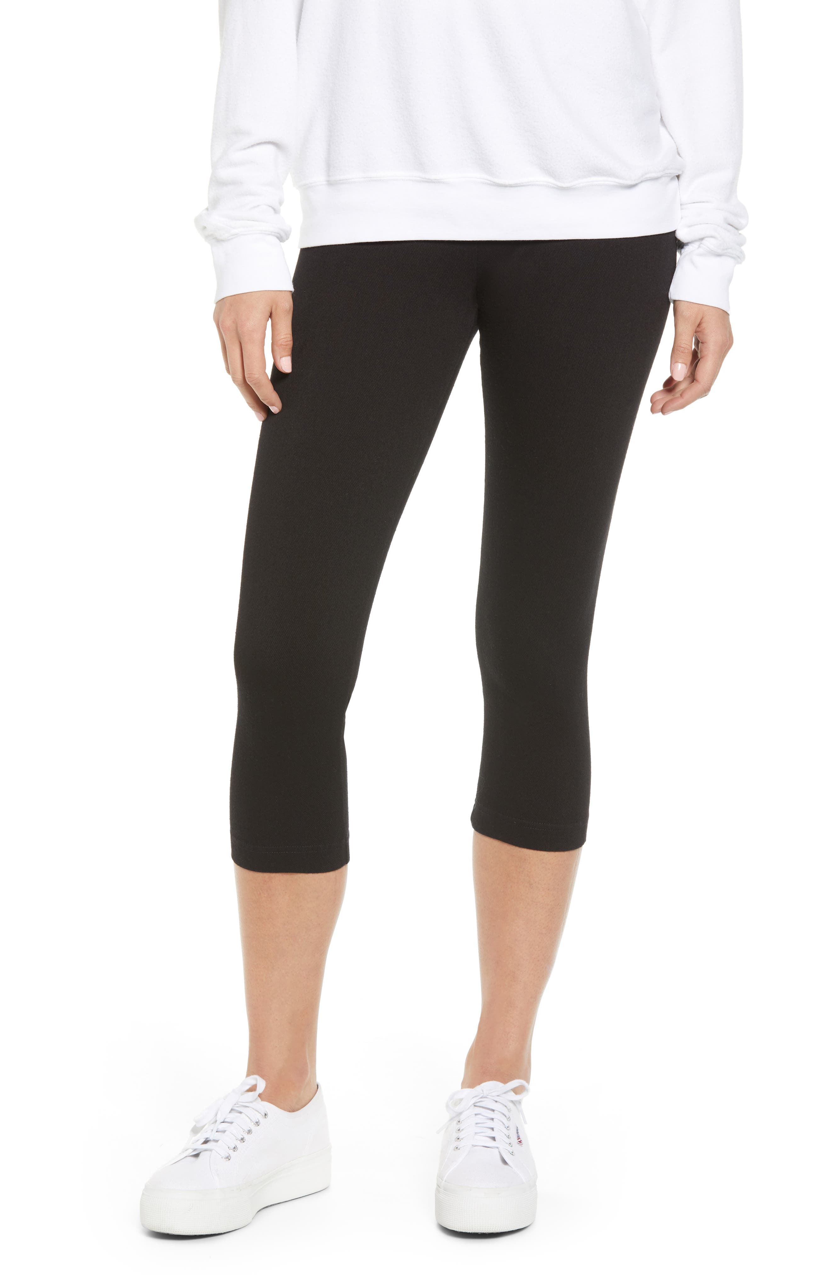 Lysse Denim Capri Leggings, Black