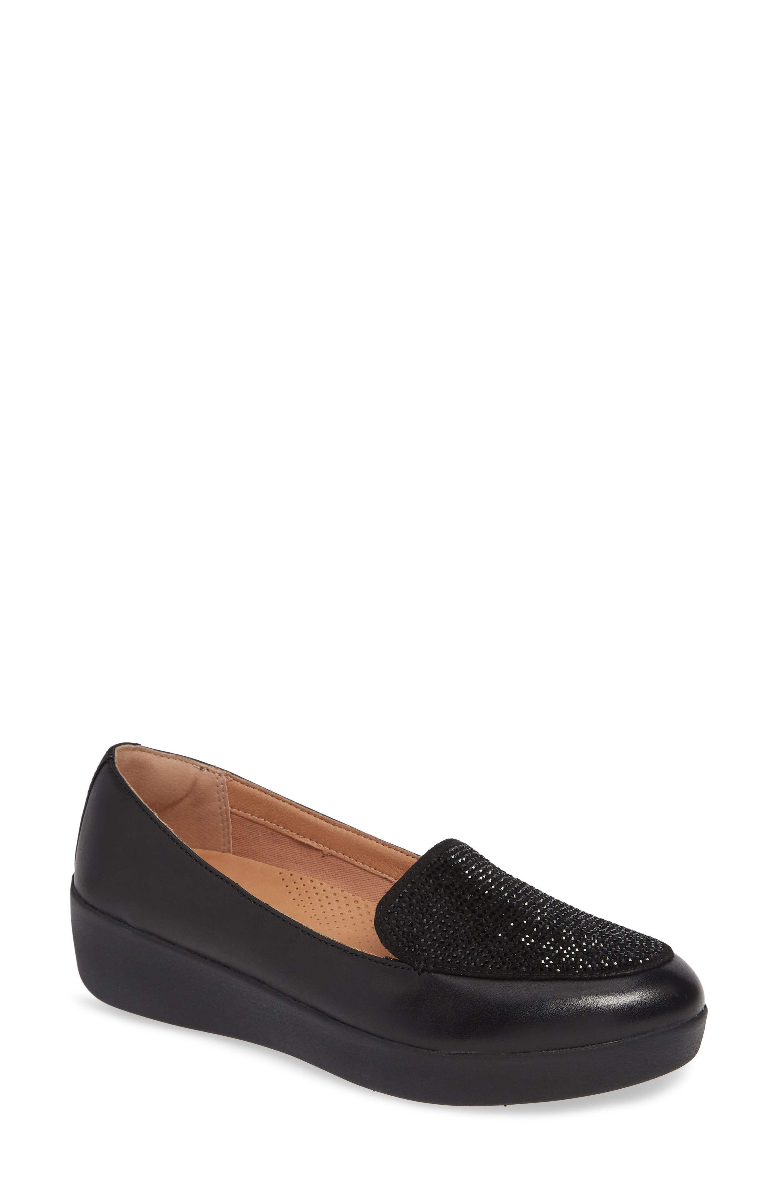 Fitflop Crystal Embellished Sneakerloafer Slip-On, Black