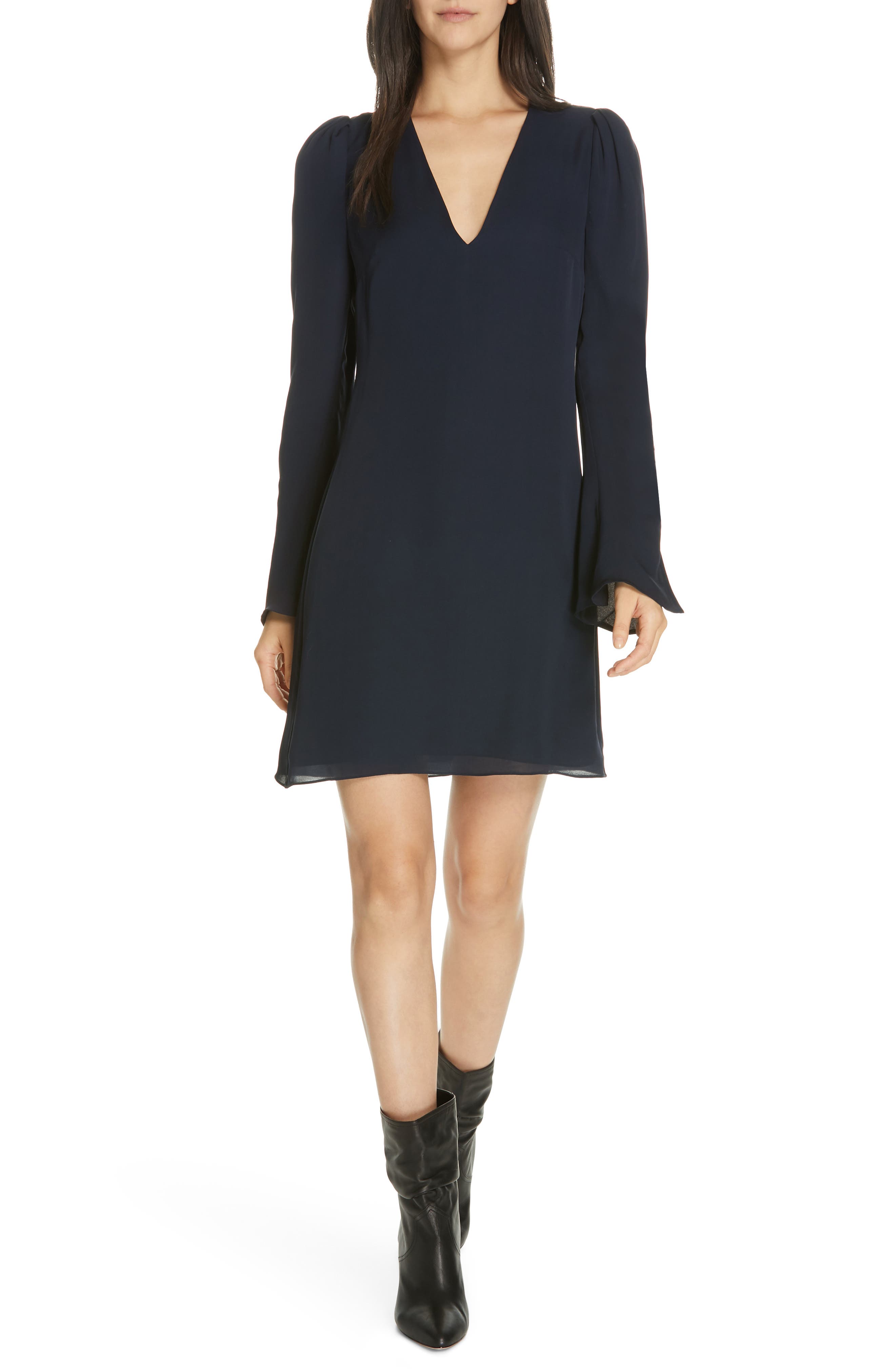 Joie Abnar Flare Sleeve Silk Chiffon Dress