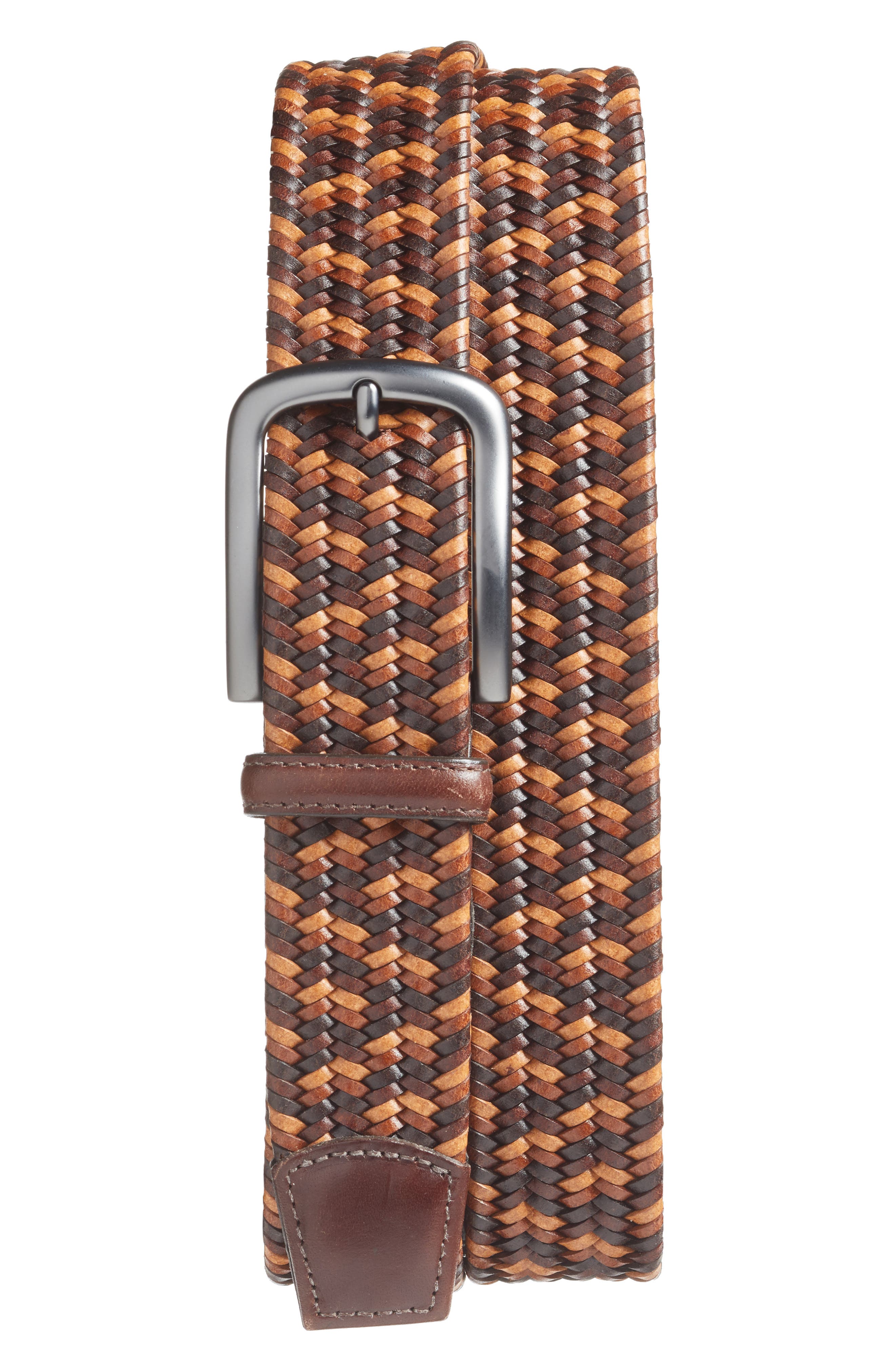 Torino Belts Woven Belt, Brown/ Tan/ Cognac
