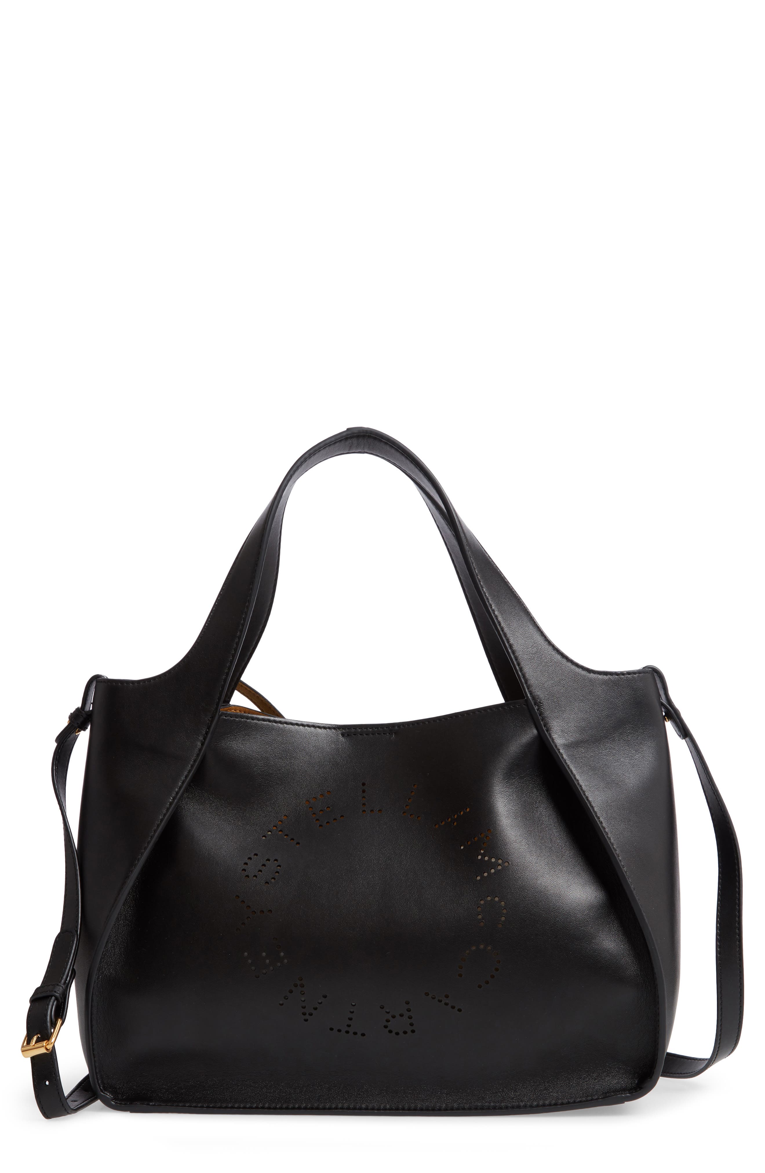 Stella Mccartney Perforated Logo Faux Leather Satchel - Black