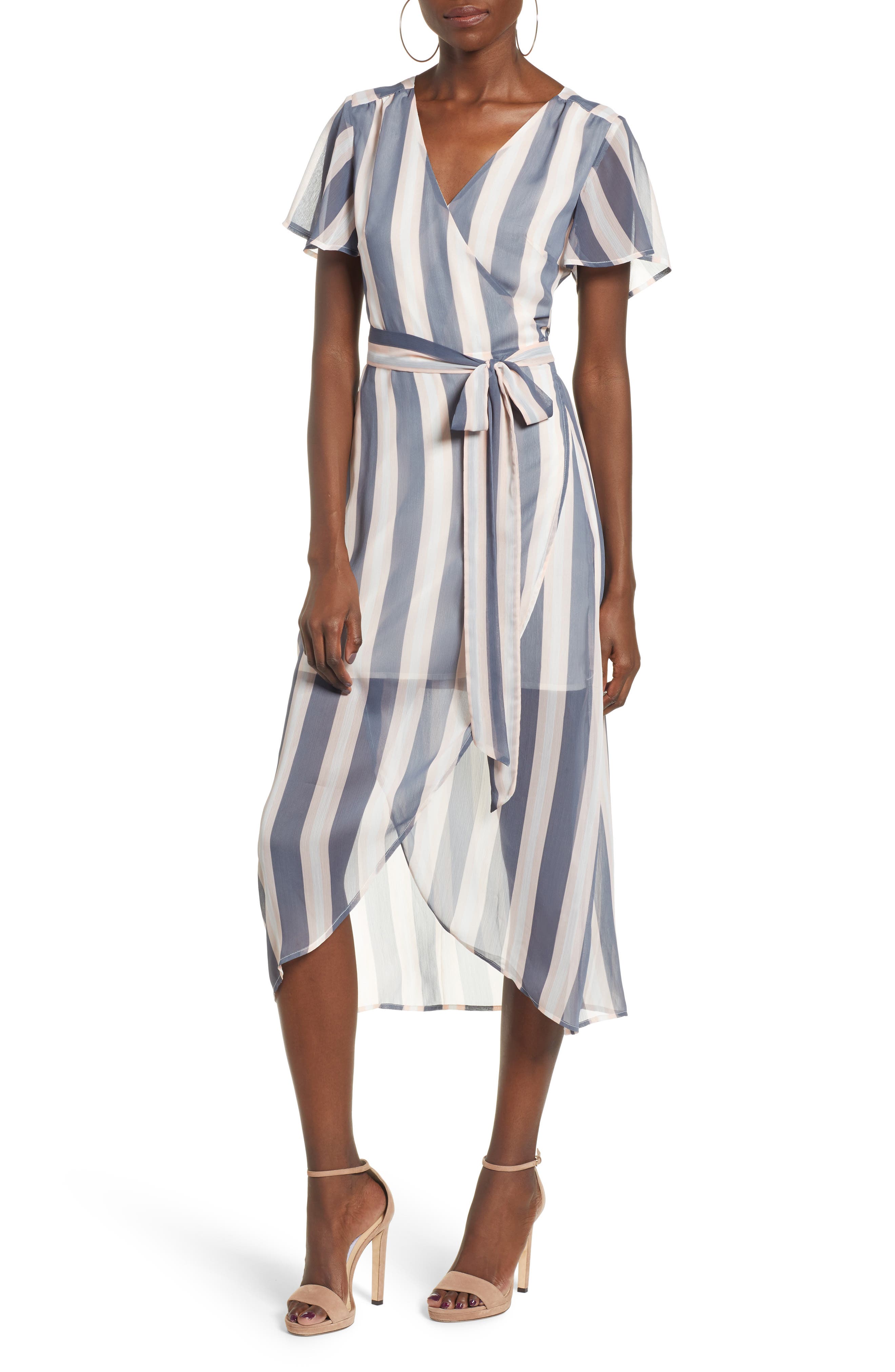 Leith Wrap Midi Dress, Grey