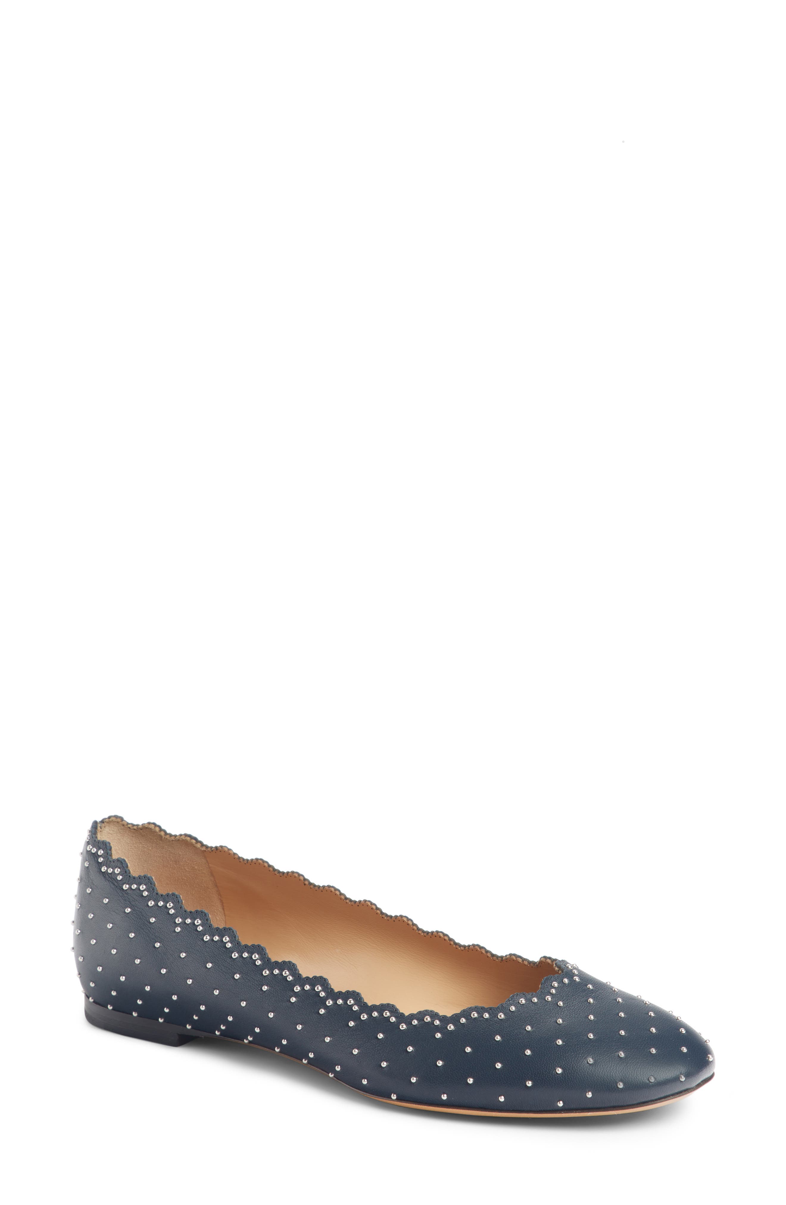 Chloe Lauren Studded Ballet Flat, Blue
