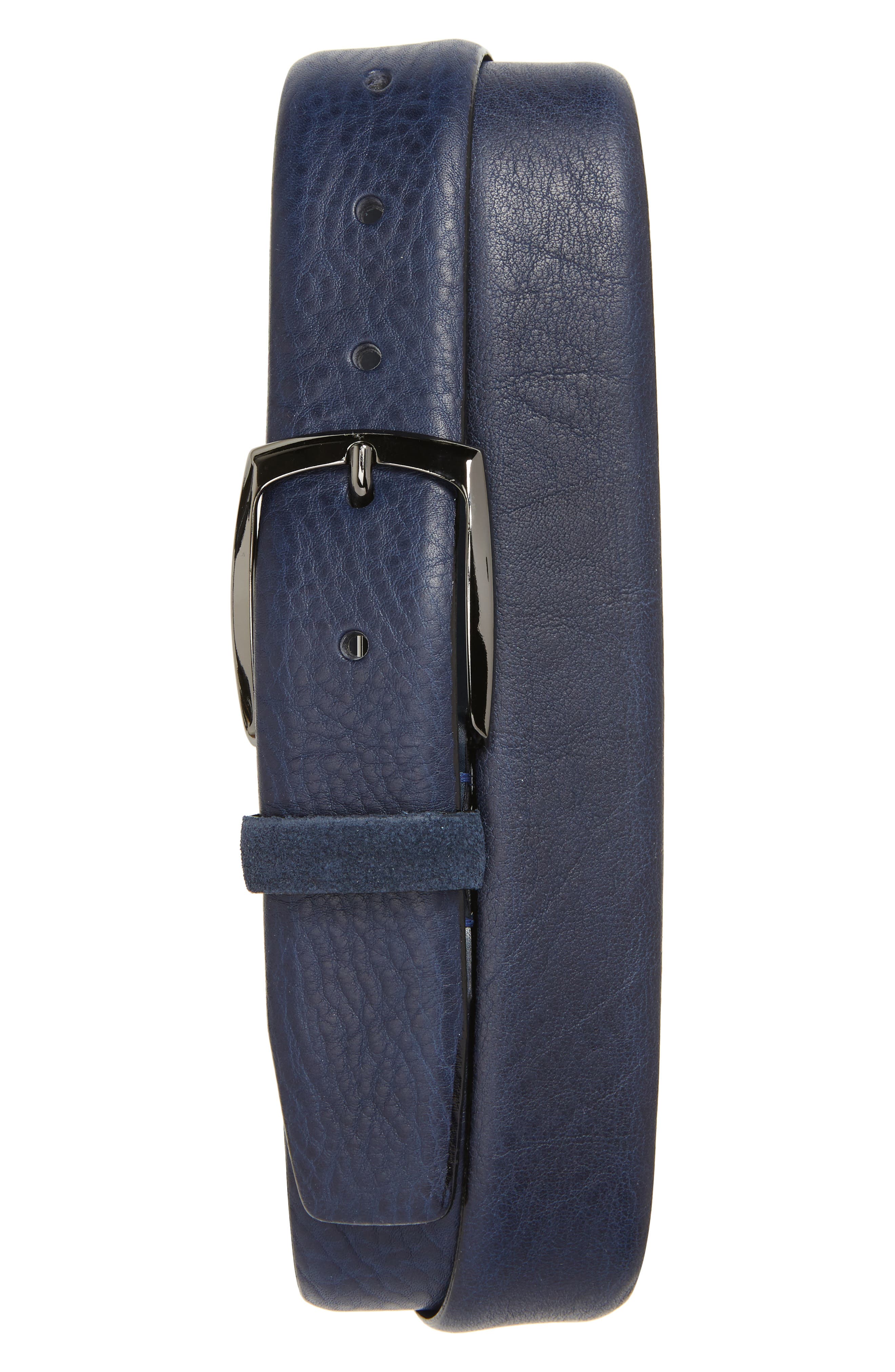 Ted Baker London Cubes Leather Belt, Navy
