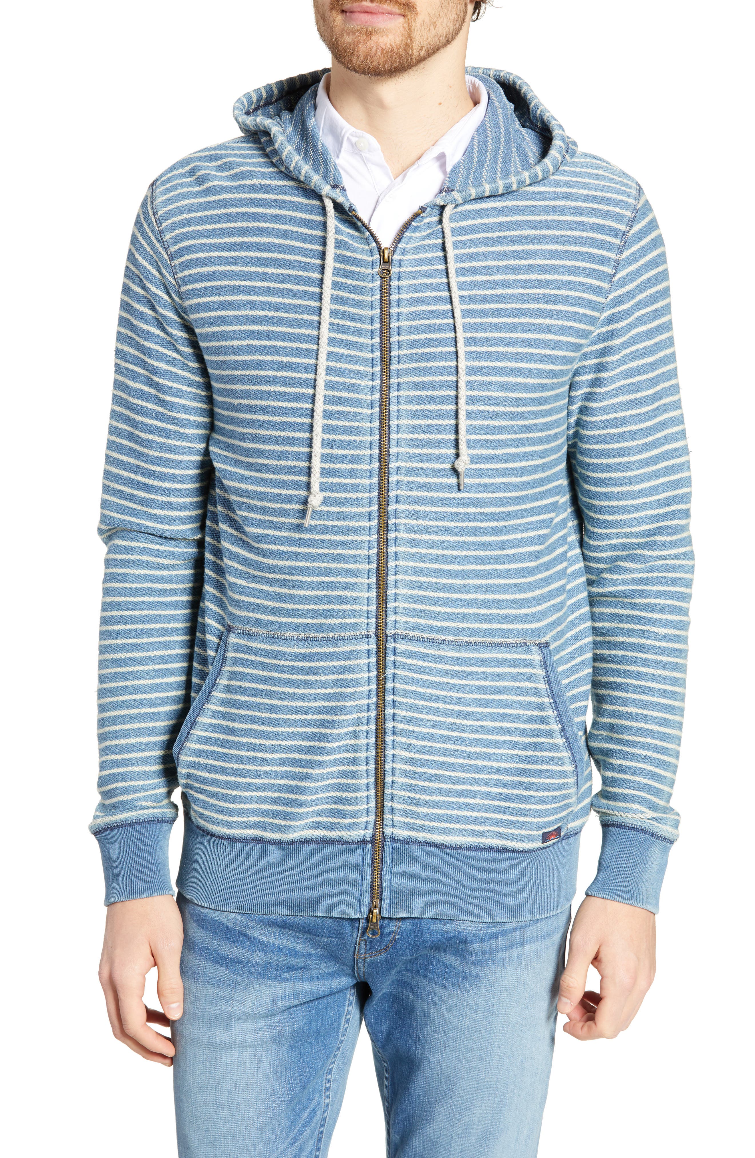 Faherty Stripe Full Zip Hoodie