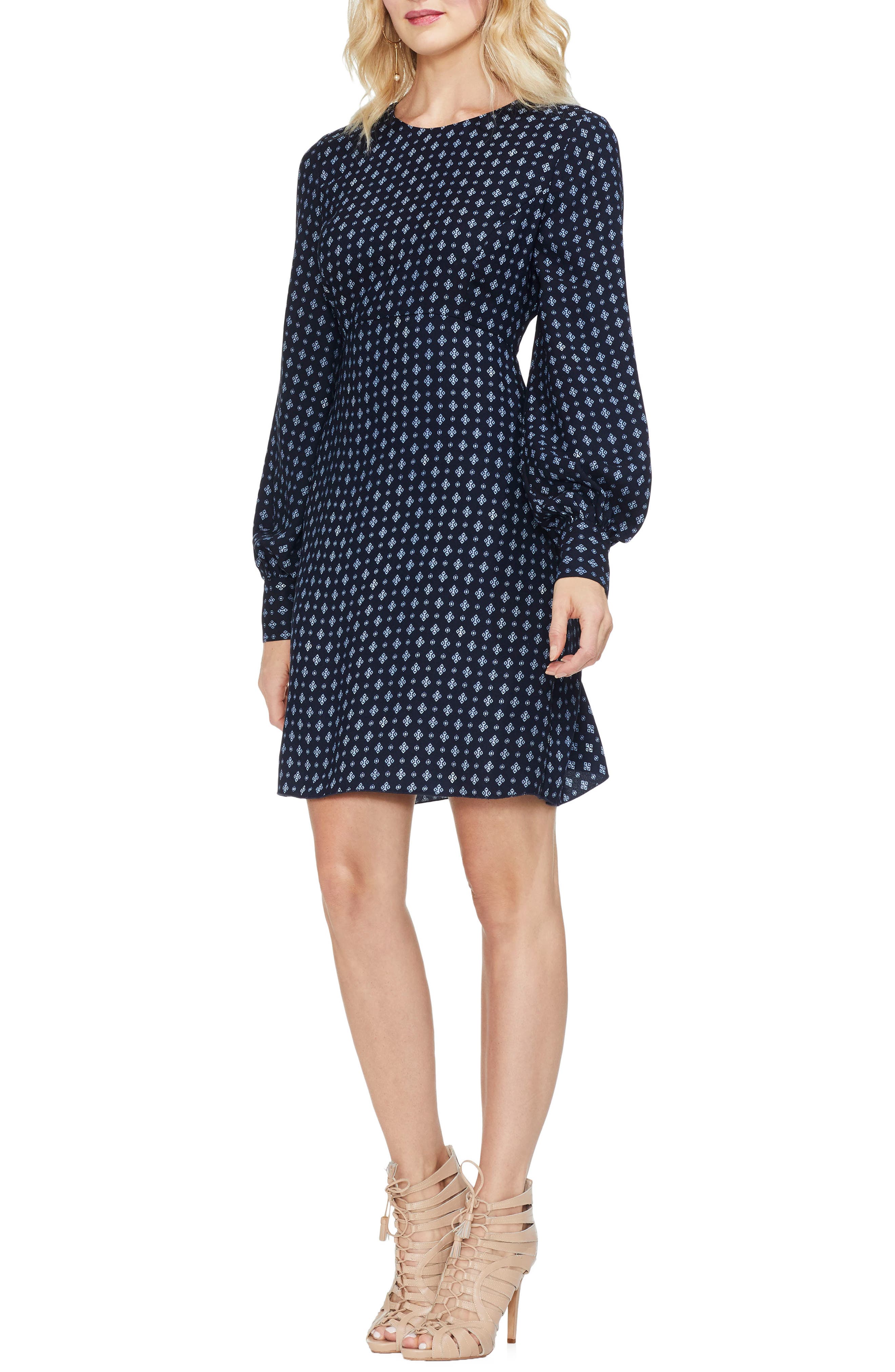 Vince Camuto Geometric Print A-Line Dress