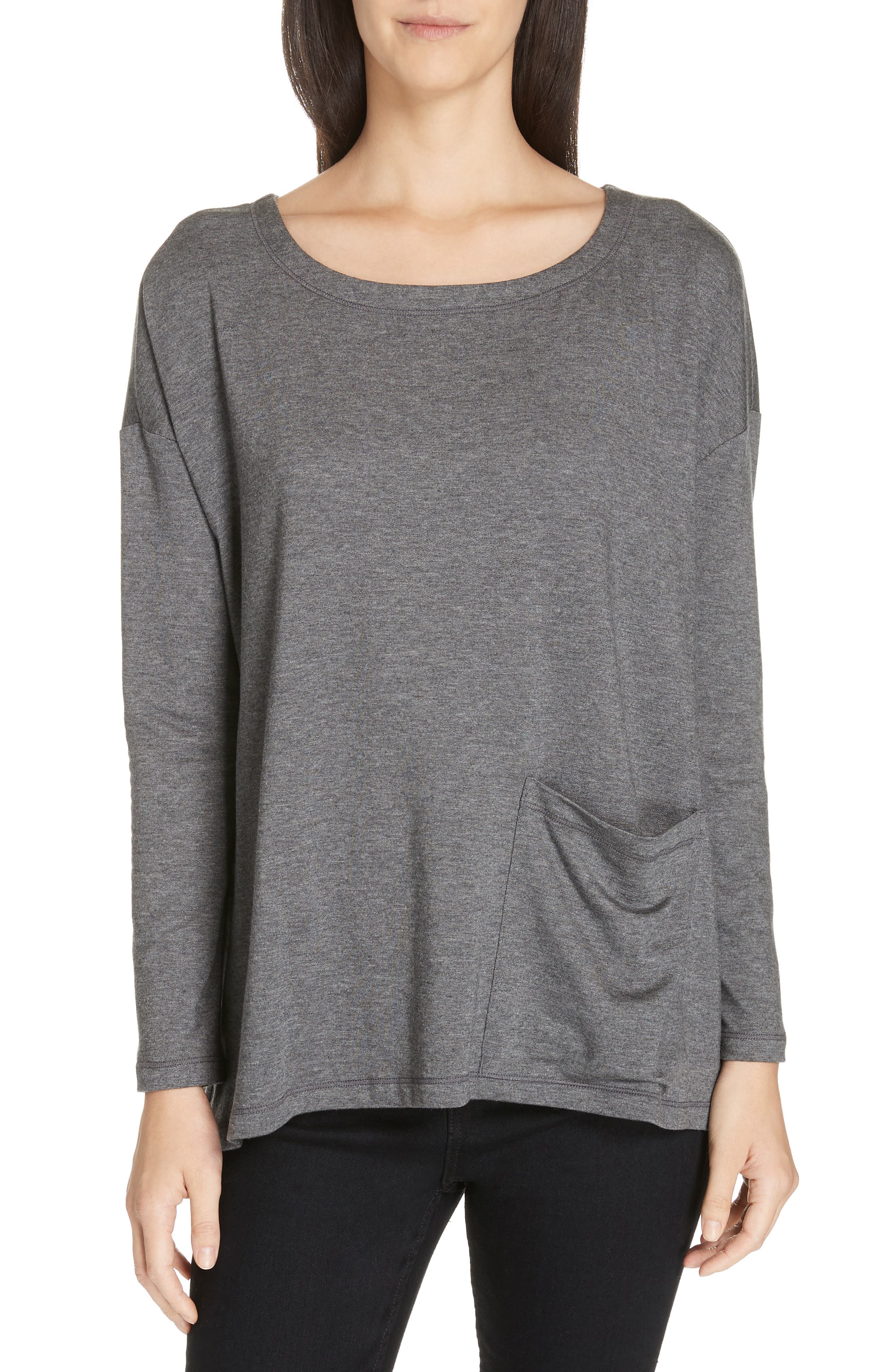 Plus Size Eileen Fisher Stretch Terry Top, Grey