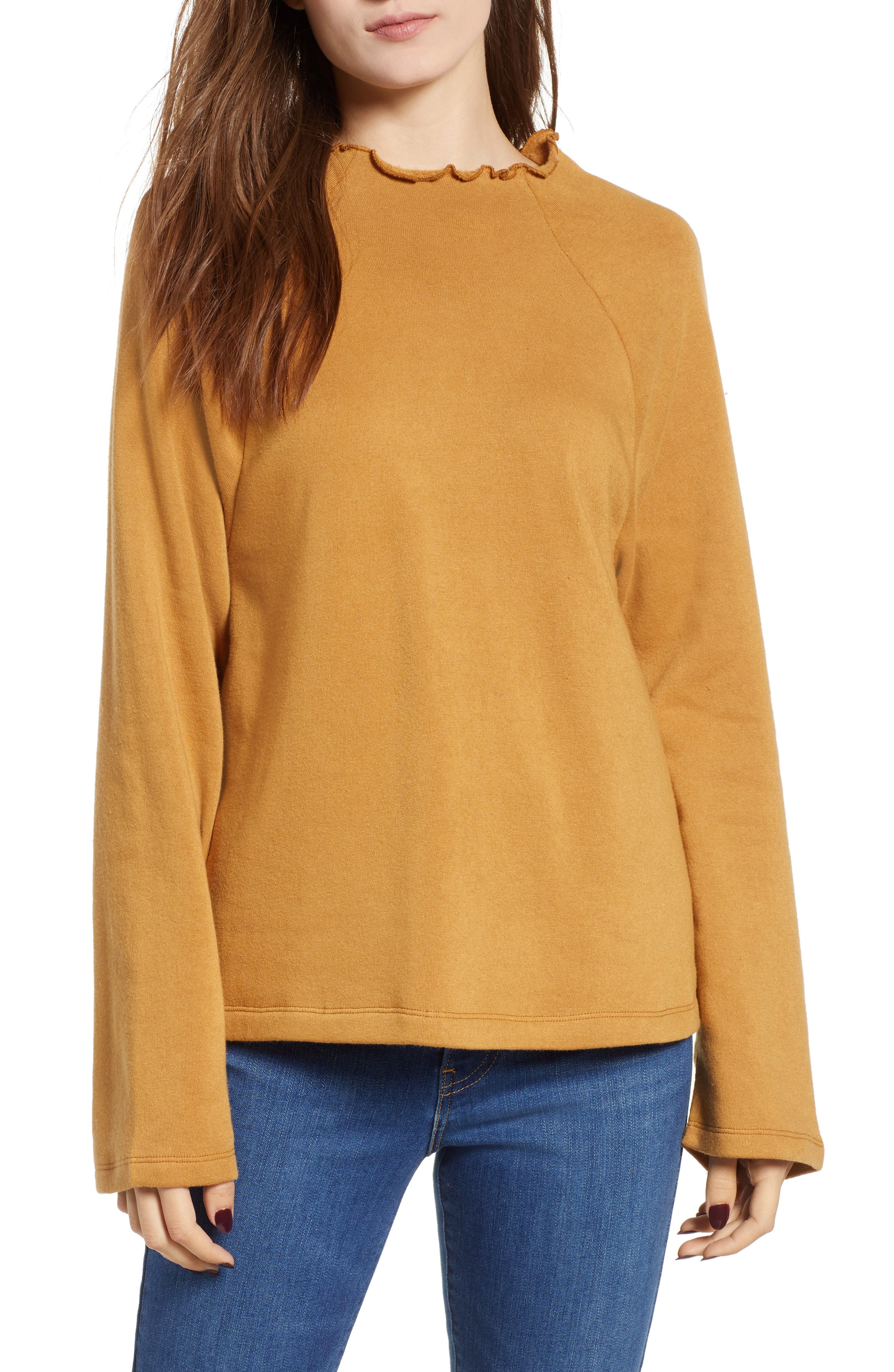 Bp. Lettuce Hem Fleece Pullover, Brown