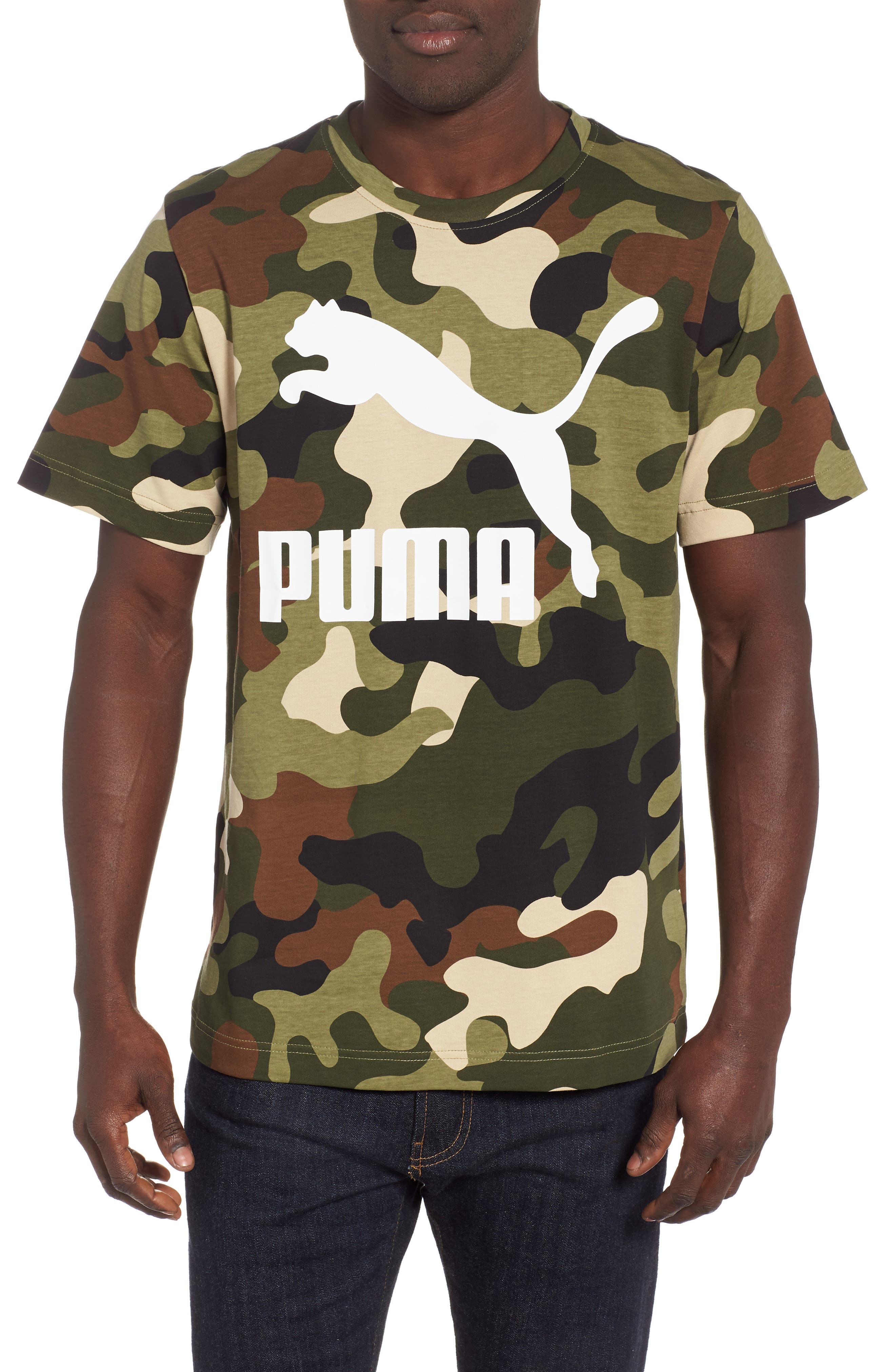 UPC 192339014626 product image for Men's Puma Wild Pack Aop Logo T-Shirt, Size Small - Green | upcitemdb.com