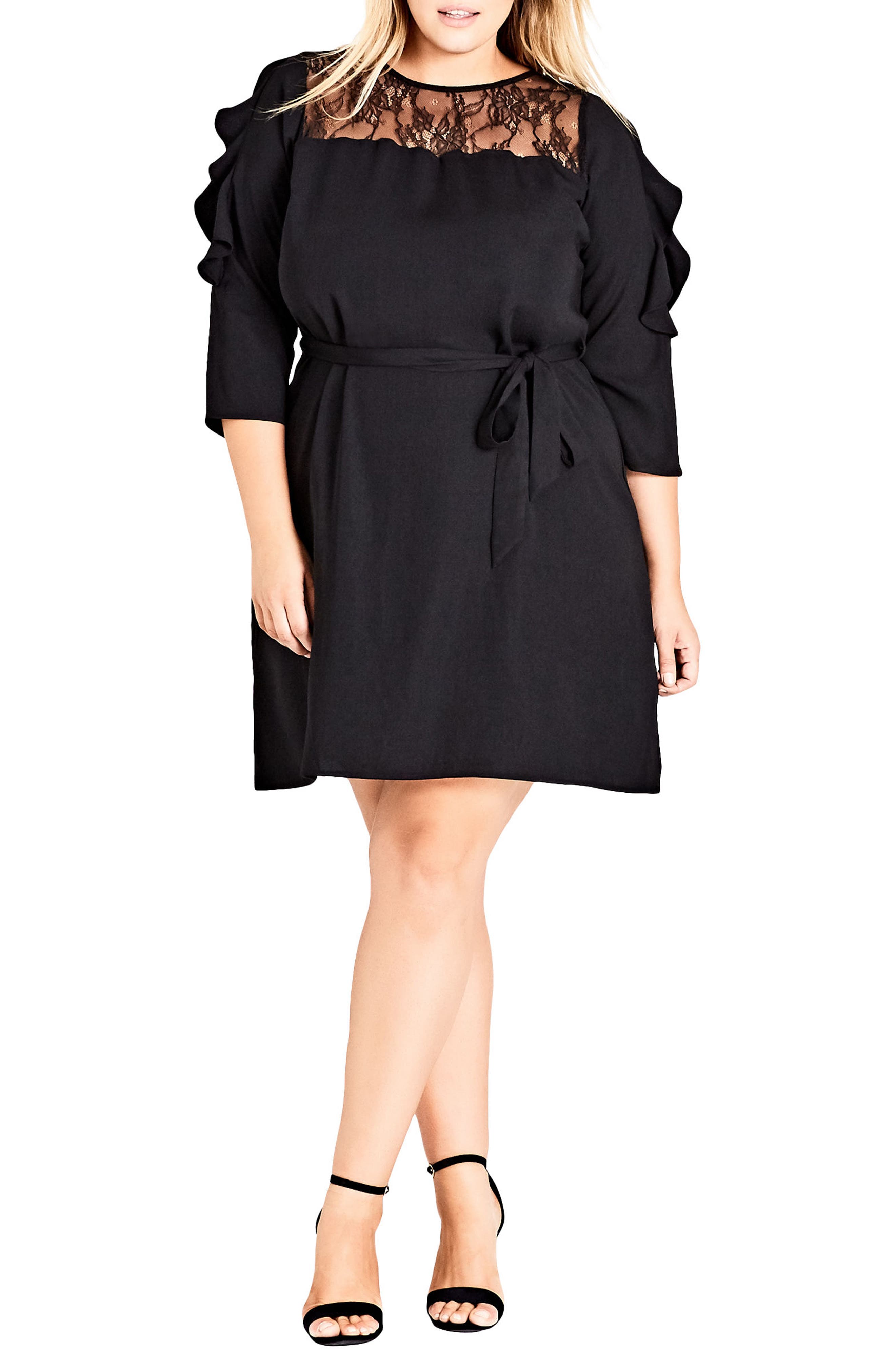Plus Size City Chic Fancy Frill Lace Detail A-Line Dress