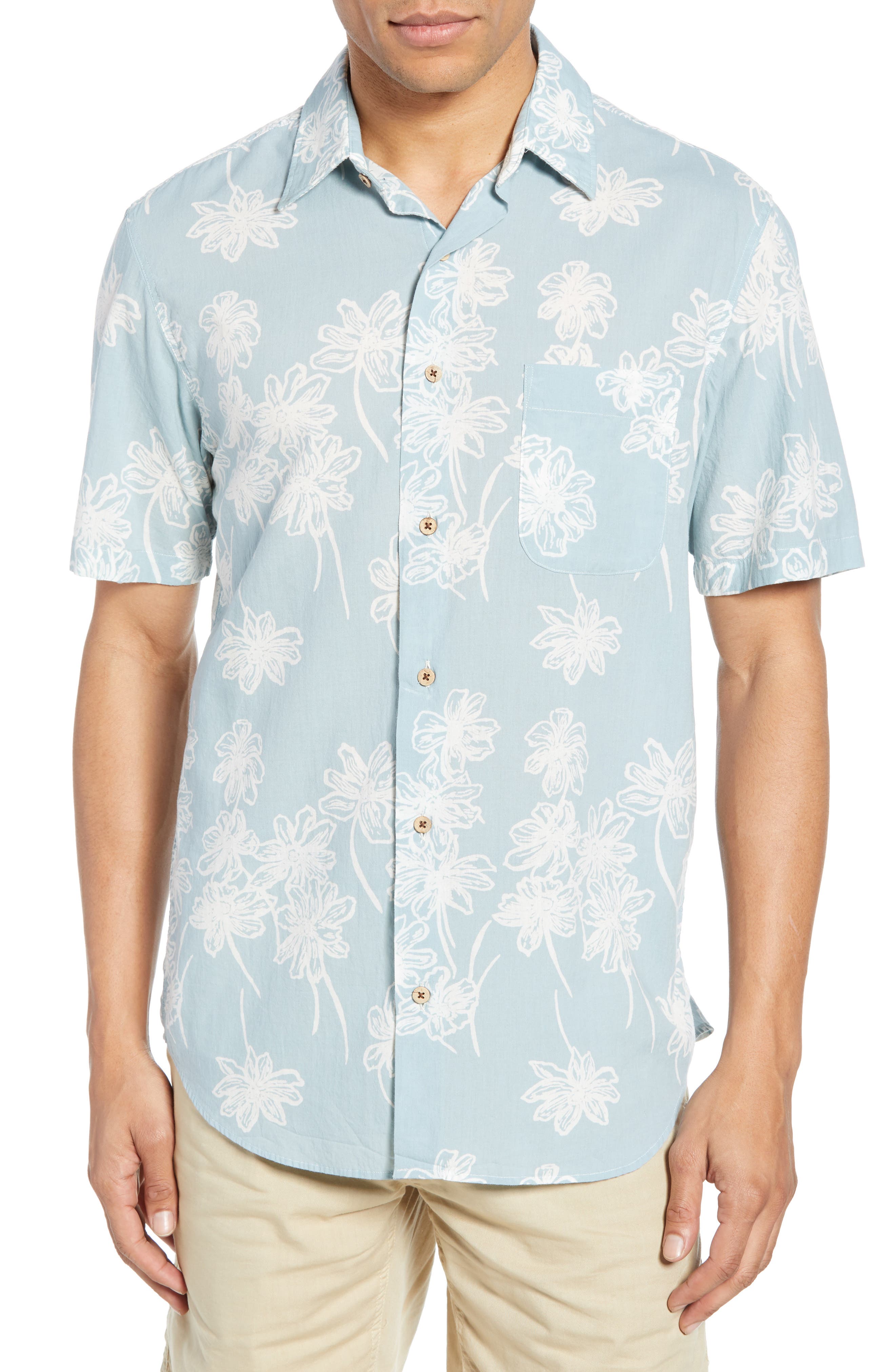 Faherty Coast Regular Fit Print Organic Cotton Sport Shirt, Blue