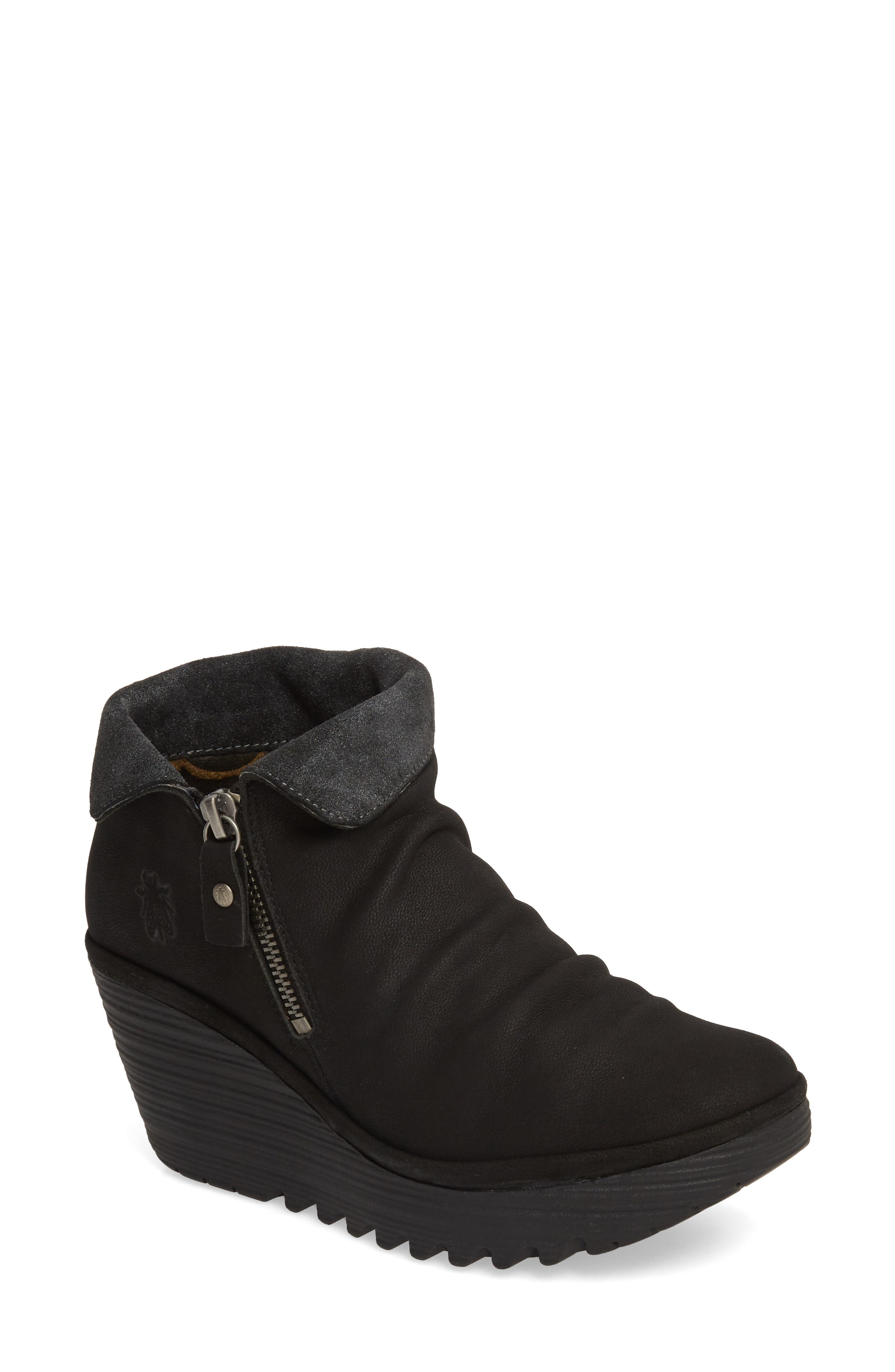 Fly London Yoxi Wedge Bootie - Black