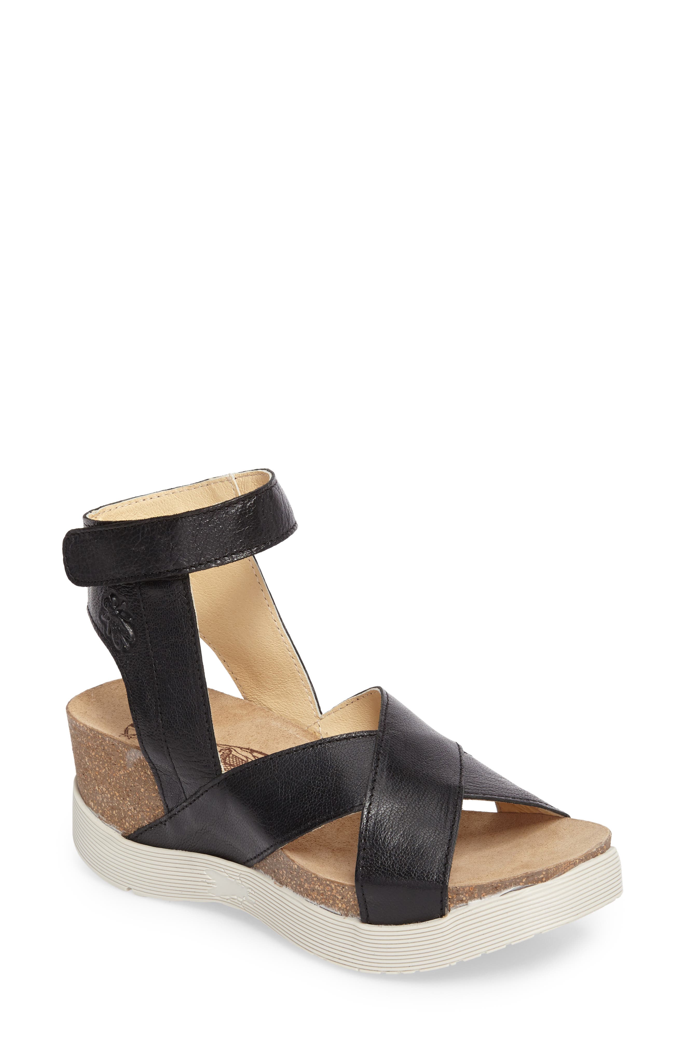 Fly London Weel Nubuck Leather Platform Sandal,