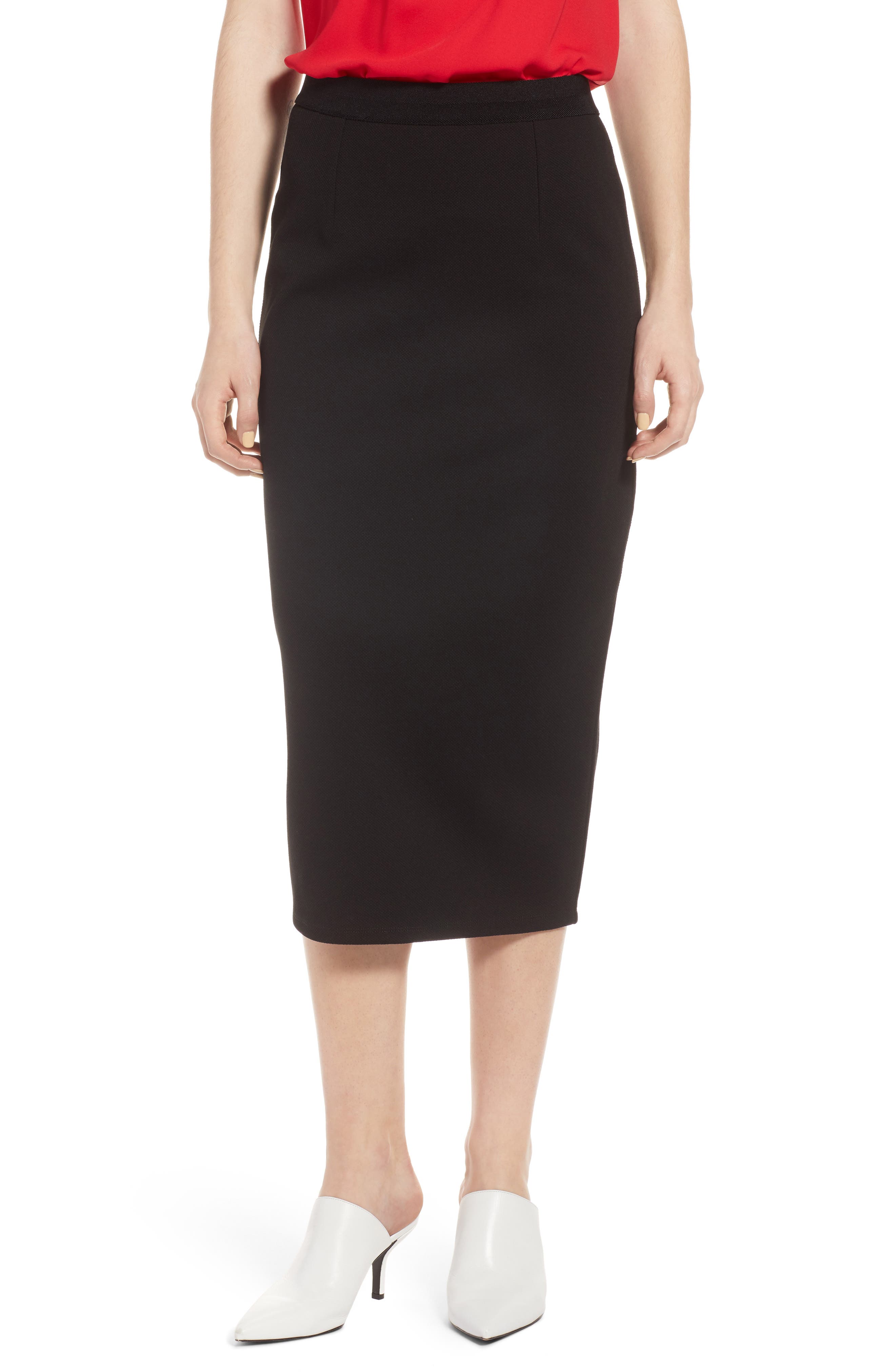 Halogen Pique Ponte Skirt, Black