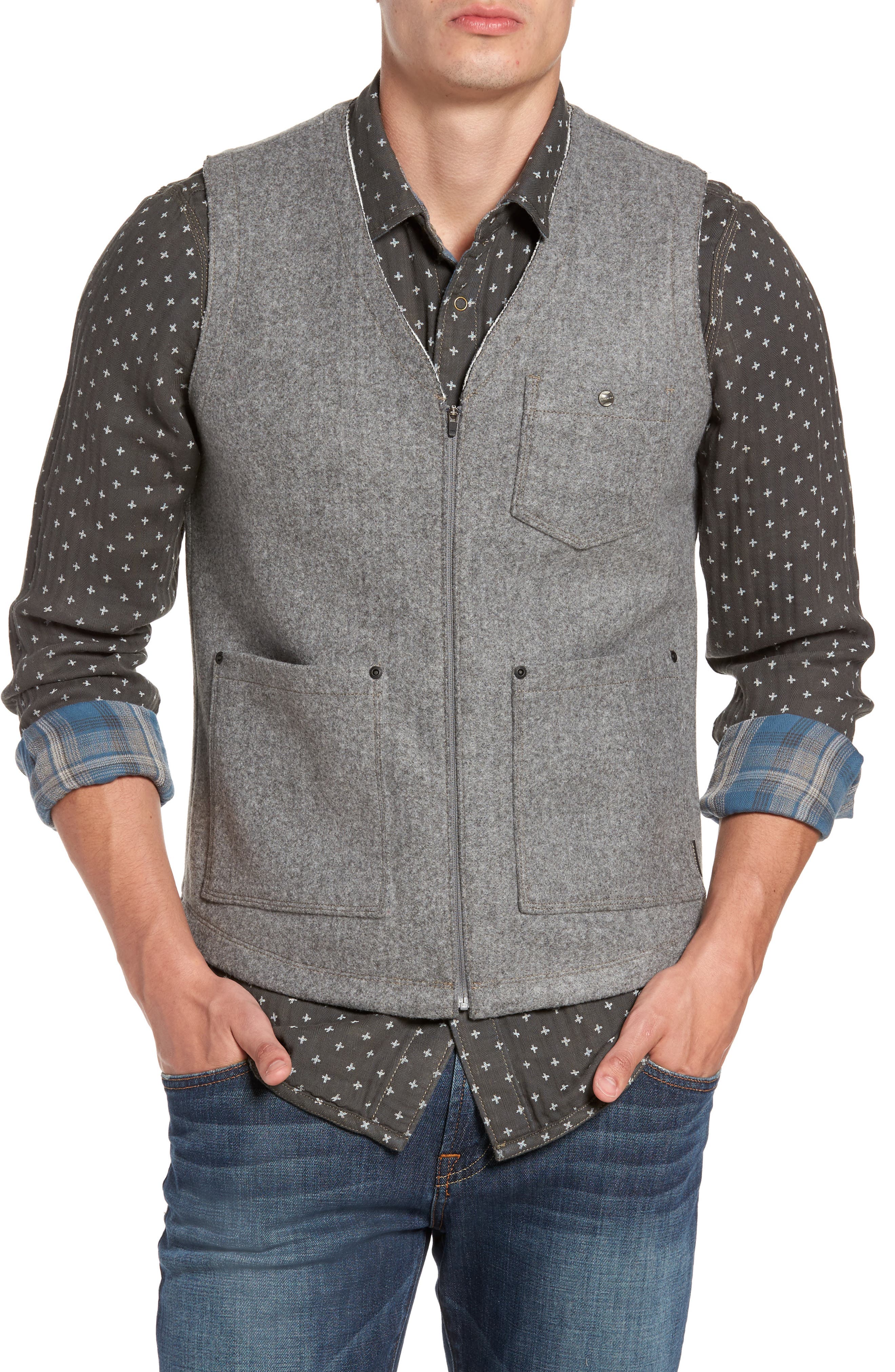 Jeremiah Cambria Heathered Zip Vest, Grey