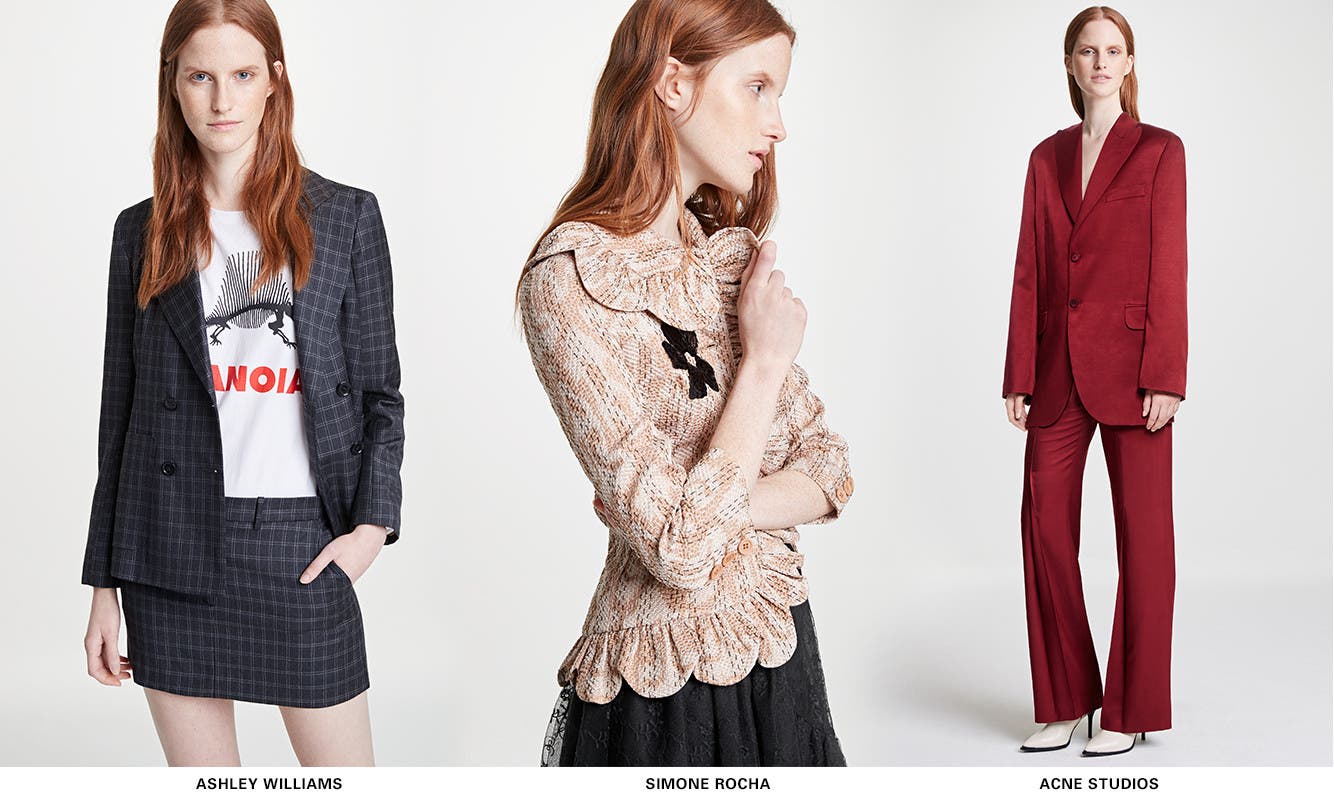 New SPACE trend: tailor made, from Ashley Williams, Simone Rocha, ACNE Studios and more.