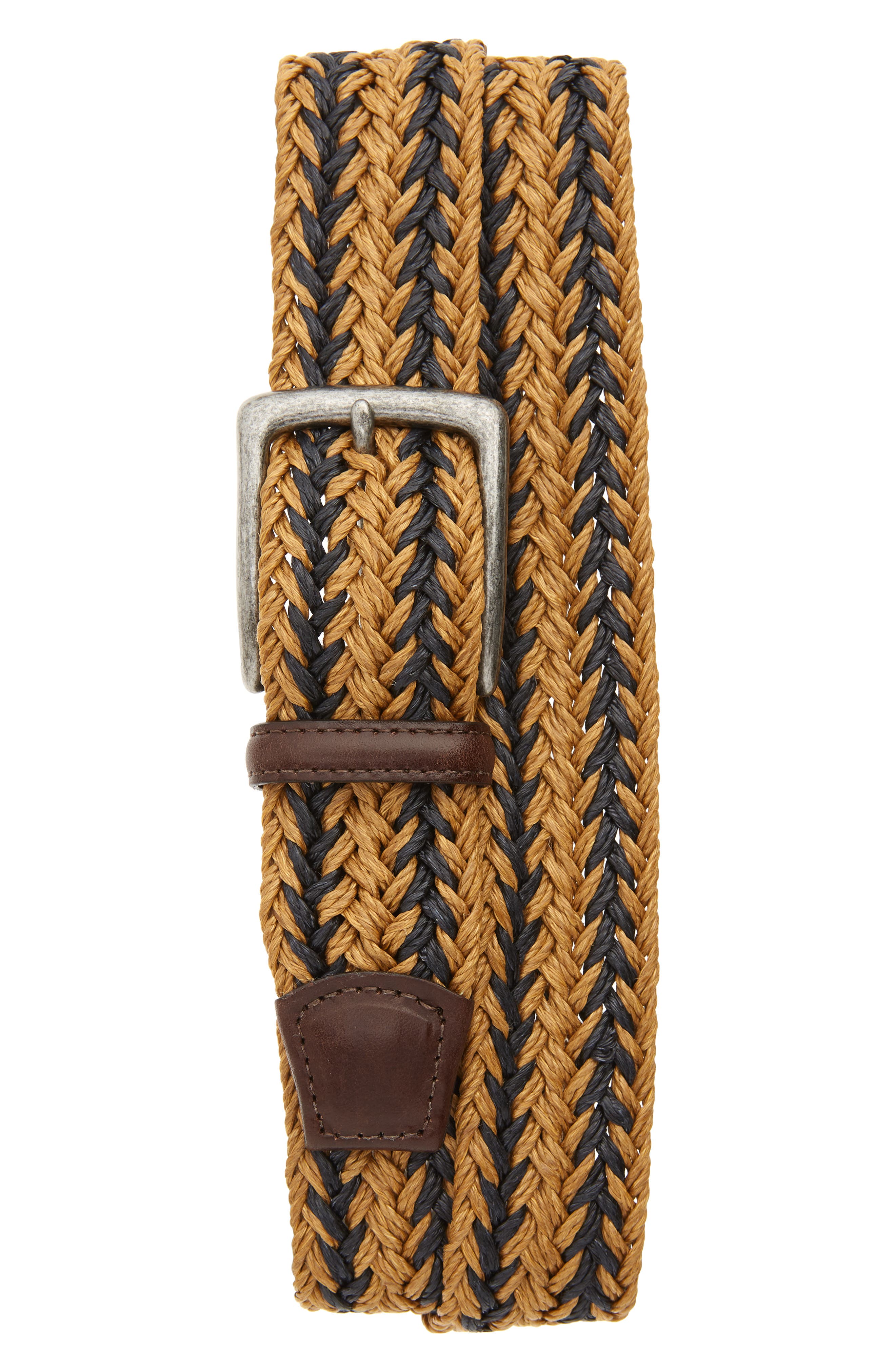 Torino Woven Linen Belt, Camel/ Navy