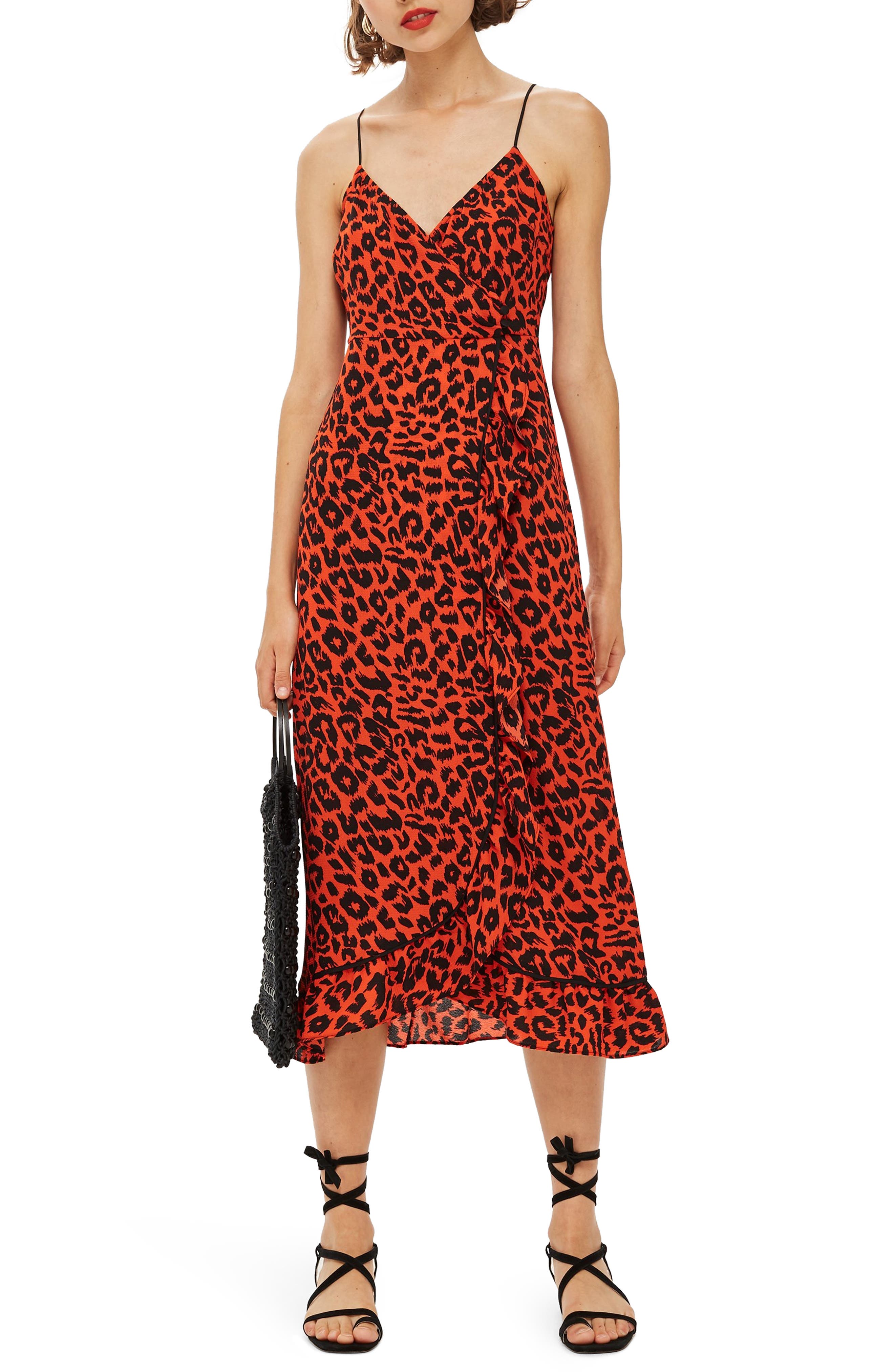 Topshop Animal Ruffle Slipdress