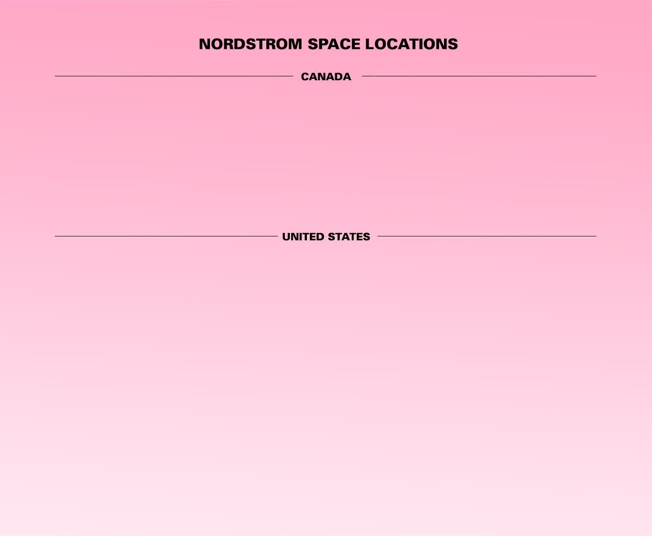 Nordstrom SPACE Canada locations.