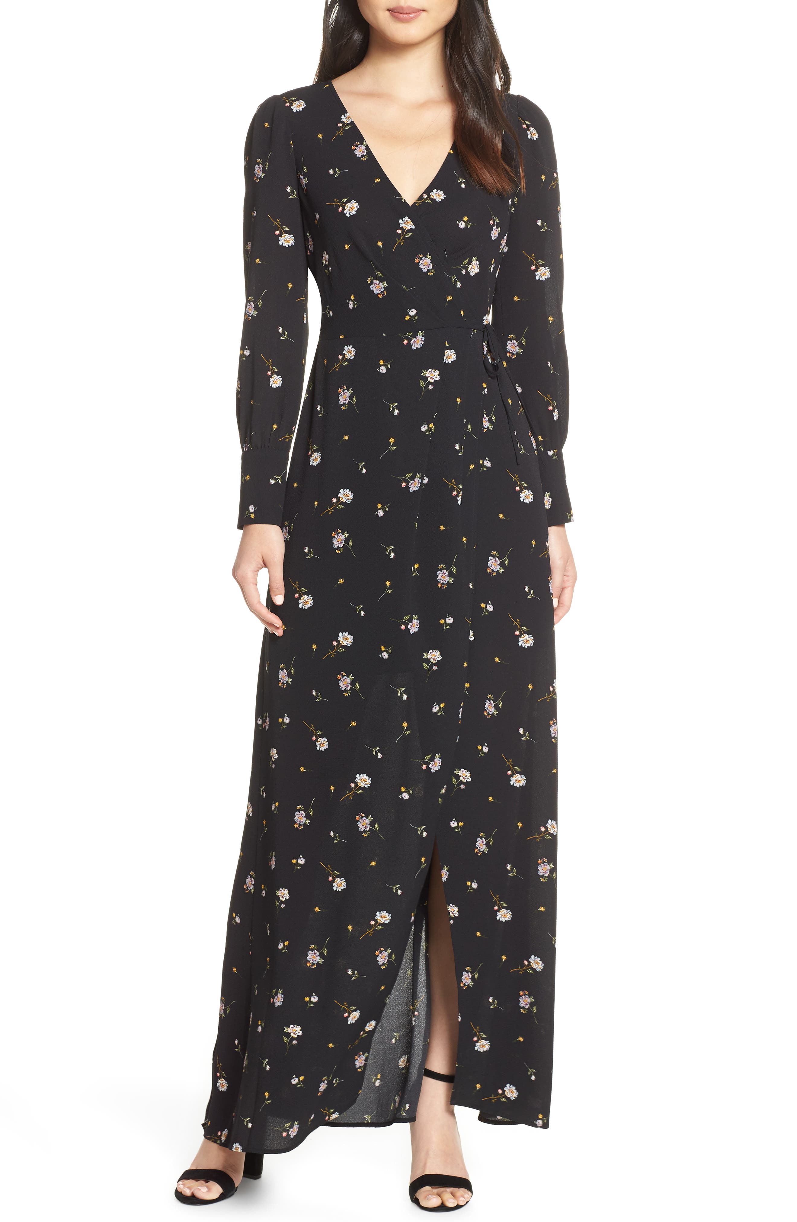 Ali & Jay Garden Stroll Wrap Maxi Dress, Black